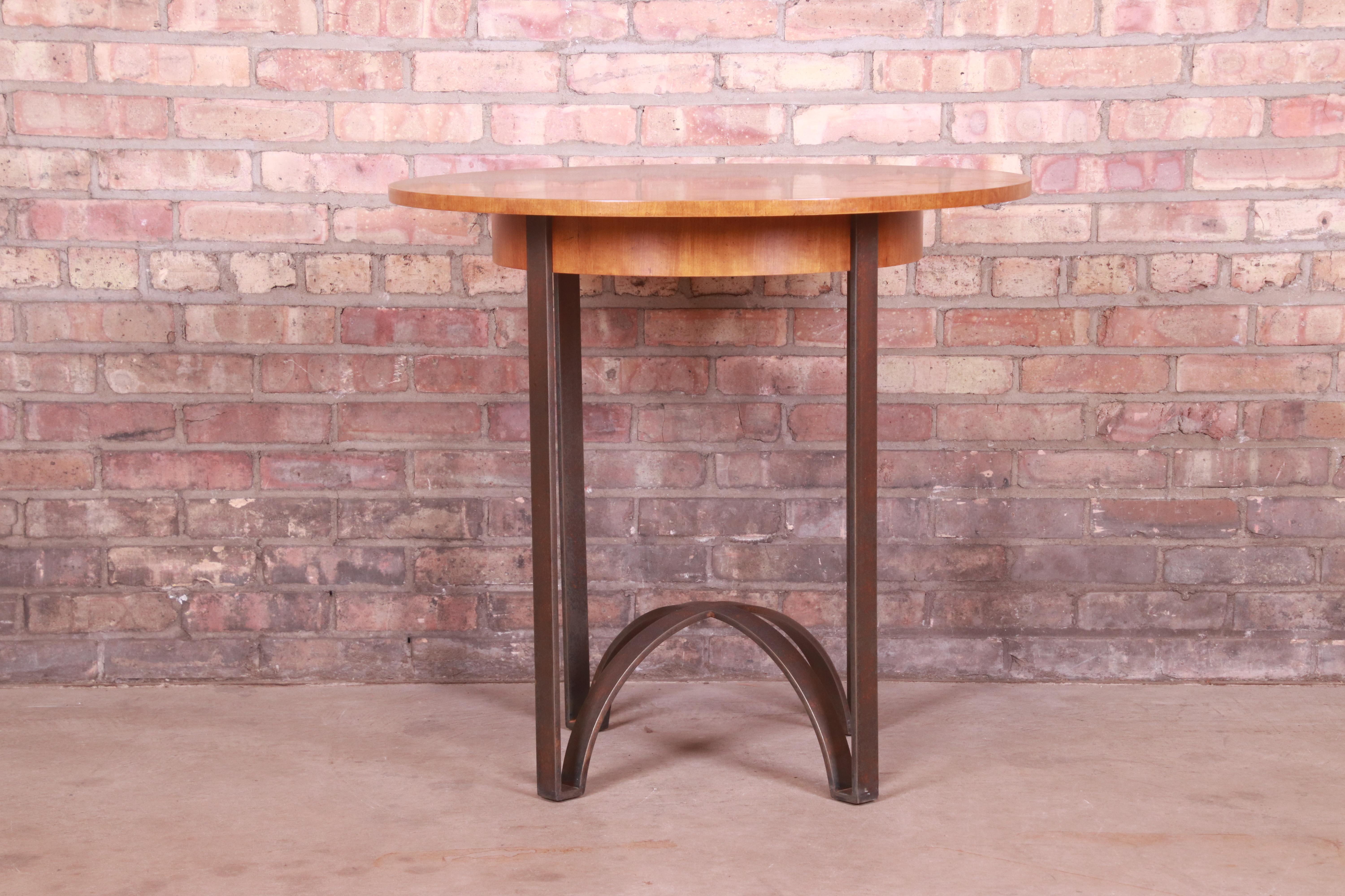 American Baker Furniture Modern Inlaid Sunburst Cherry Wood Tea Table or Center Table