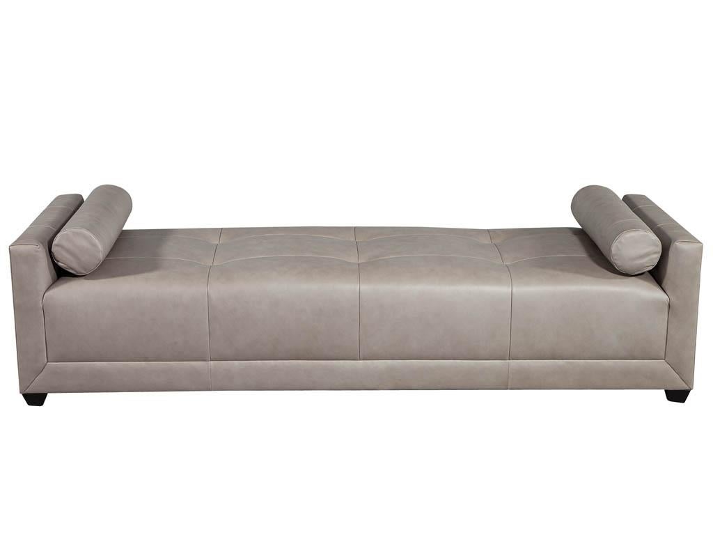 Baker Furniture modern leather chaise lounge. Newly made from the USA.
Price includes complimentary curb side delivery to the continental USA.