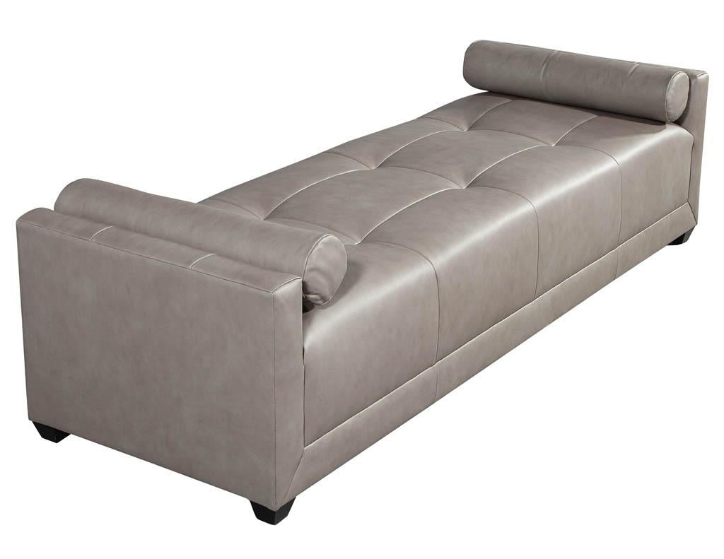 Contemporary Baker Furniture Modern Leather Chaise Lounge