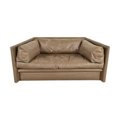 Baker Furniture Modern Leather Tuxedo Sofa