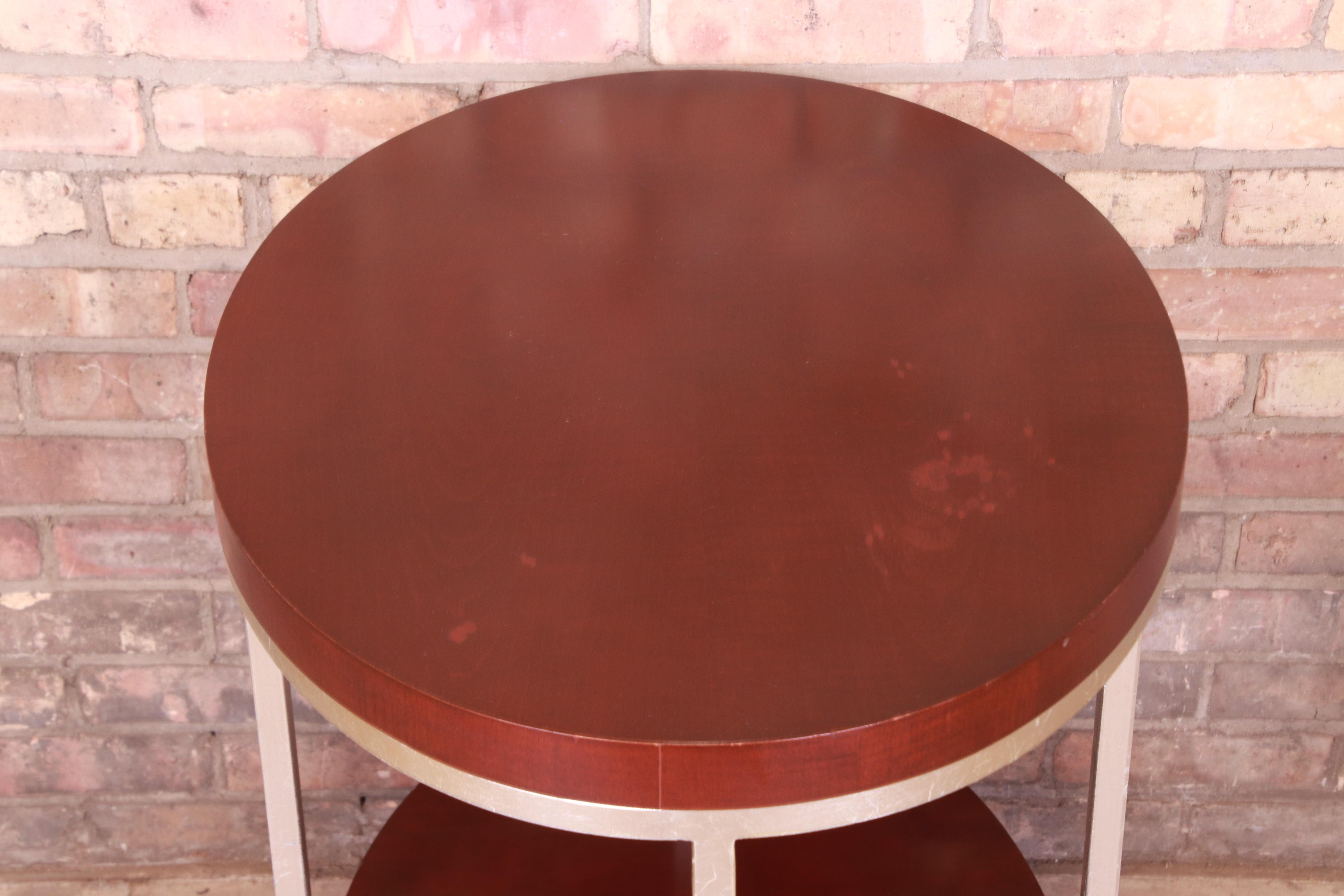 Table d'appoint moderne à deux niveaux en acajou et en acier, de Baker Furniture en vente 4