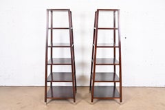 Baker Furniture Modern Mahogany Etageres, Pair