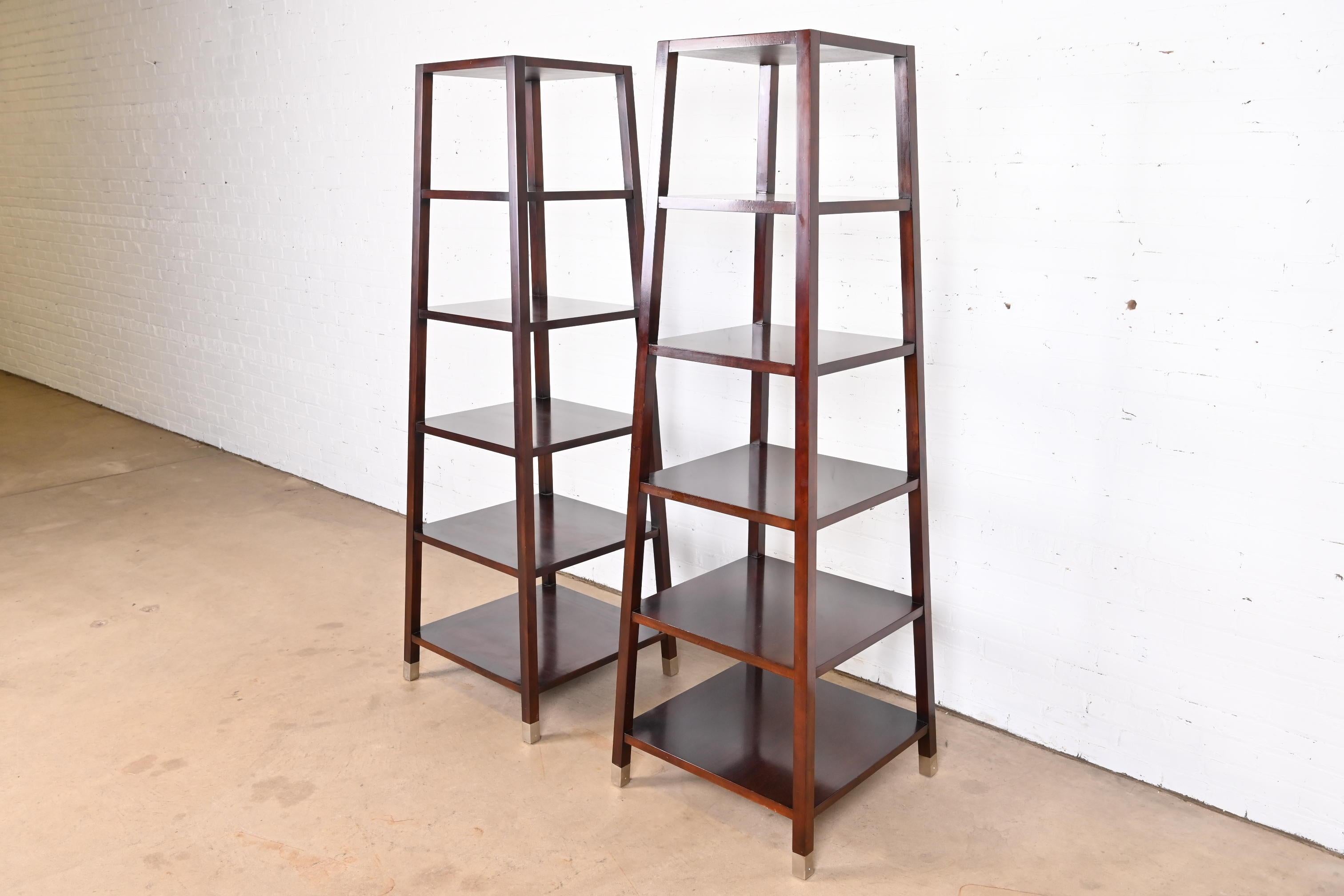 20th Century Baker Furniture Modern Mahogany Etageres, Pair For Sale