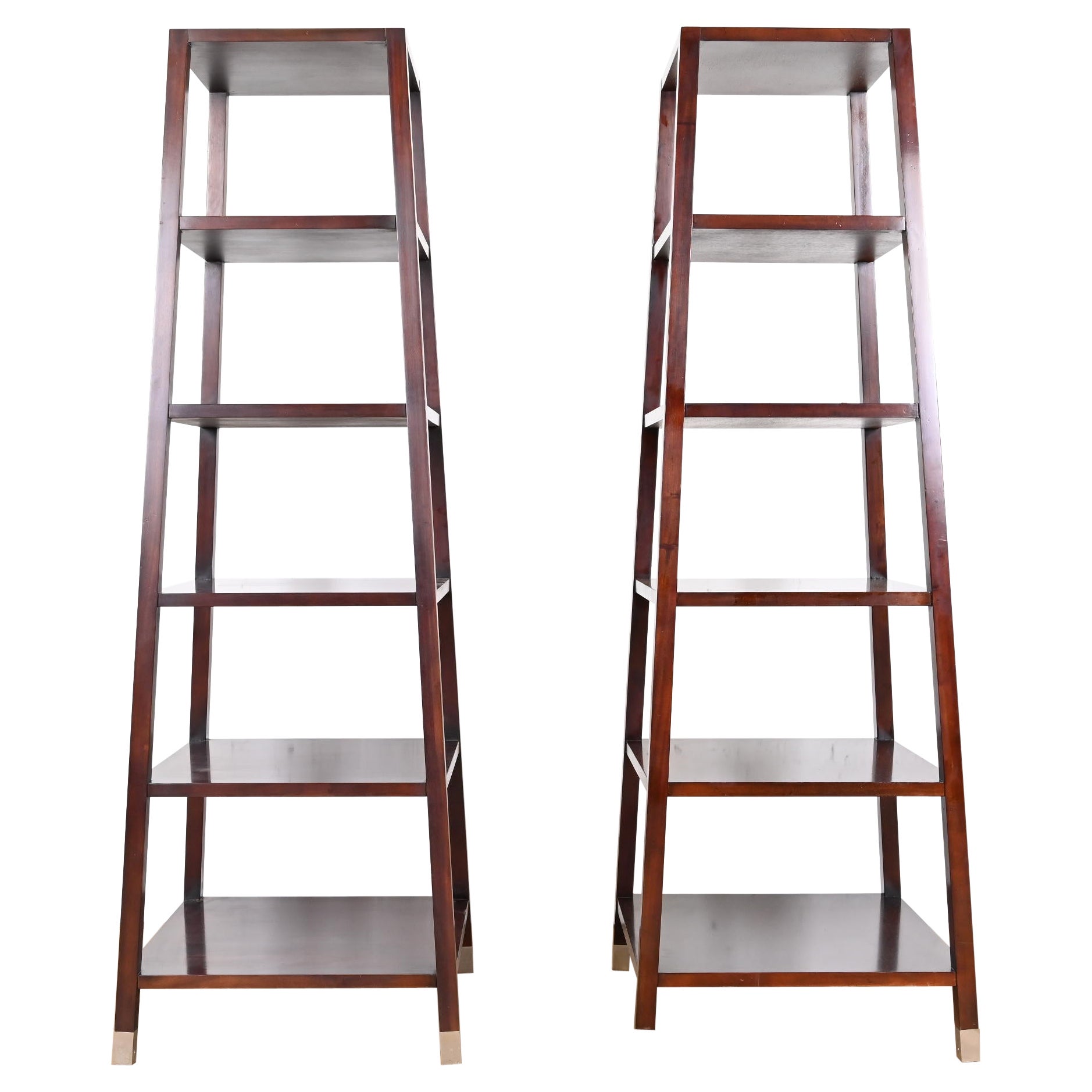 Baker Furniture Modern Mahogany Etageres, Pair