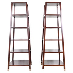 Baker Furniture Modern Mahogany Etageres, Pair