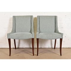 Baker Furniture Modern Regency Mahogany Slipper Chairs or Dining Chairs, Pair