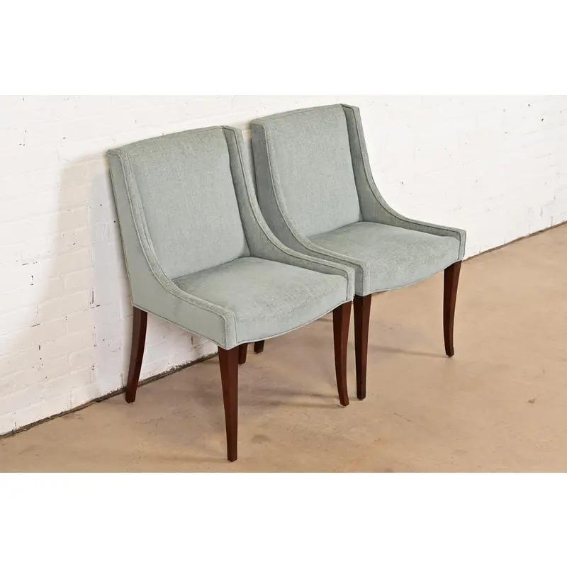 Baker Furniture Modern Regency Mahagoni Slipper Stühle oder Esszimmerstühle, Paar (20. Jahrhundert) im Angebot