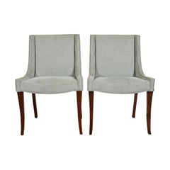 Baker Furniture Modern Regency Mahogany Slipper Chairs or Dining Chairs, Pair