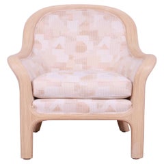 Baker Furniture Silla de salón tapizada de ratán Split Reed escultural moderno