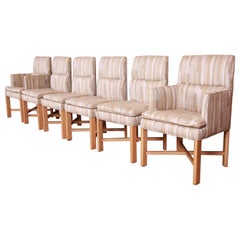 Baker Furniture Modern Upholstered X-Base Dining Chairs, Set of Six