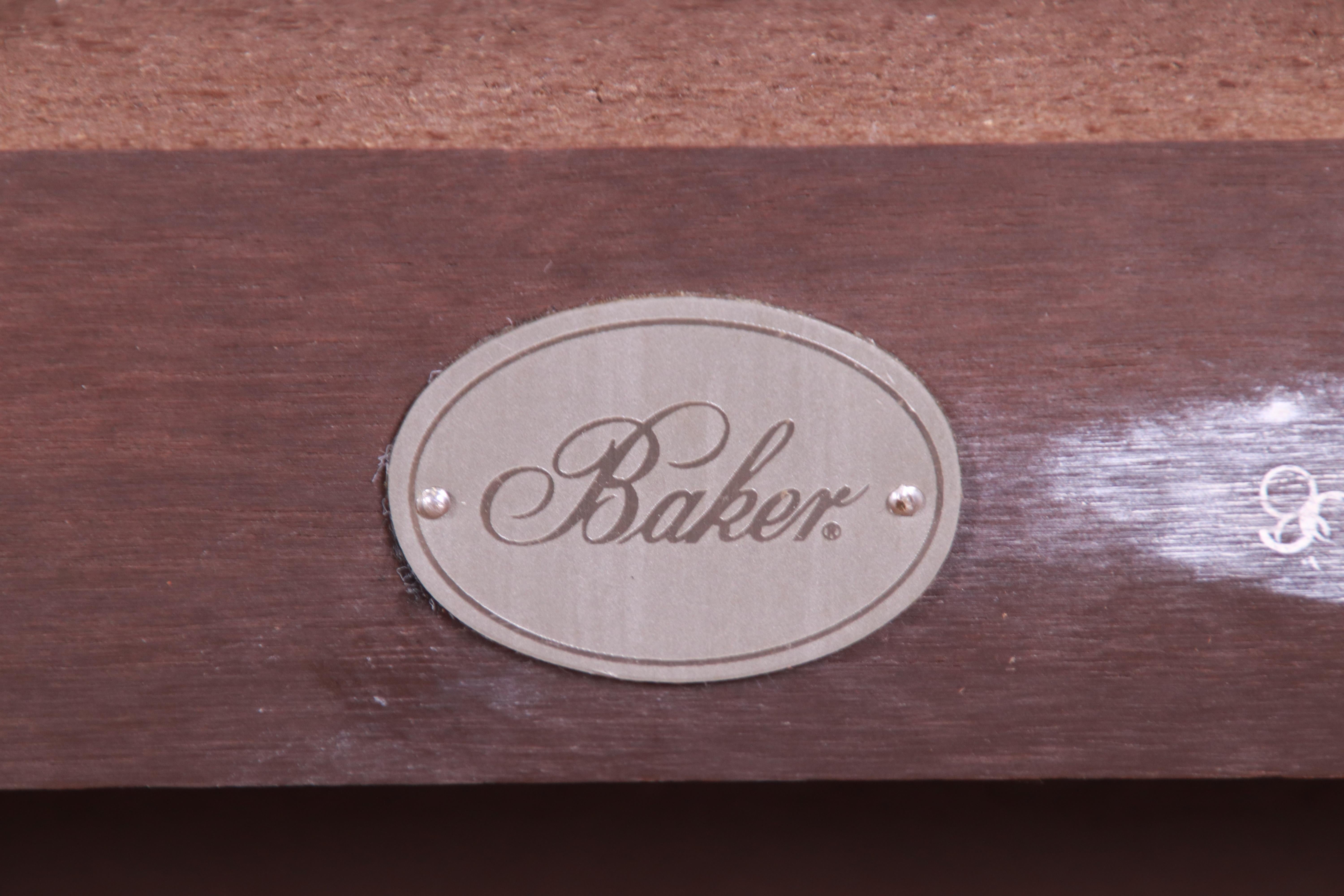 Baker Furniture Monumental Modern Mahogany Italian Marble Top Coffee Table 7