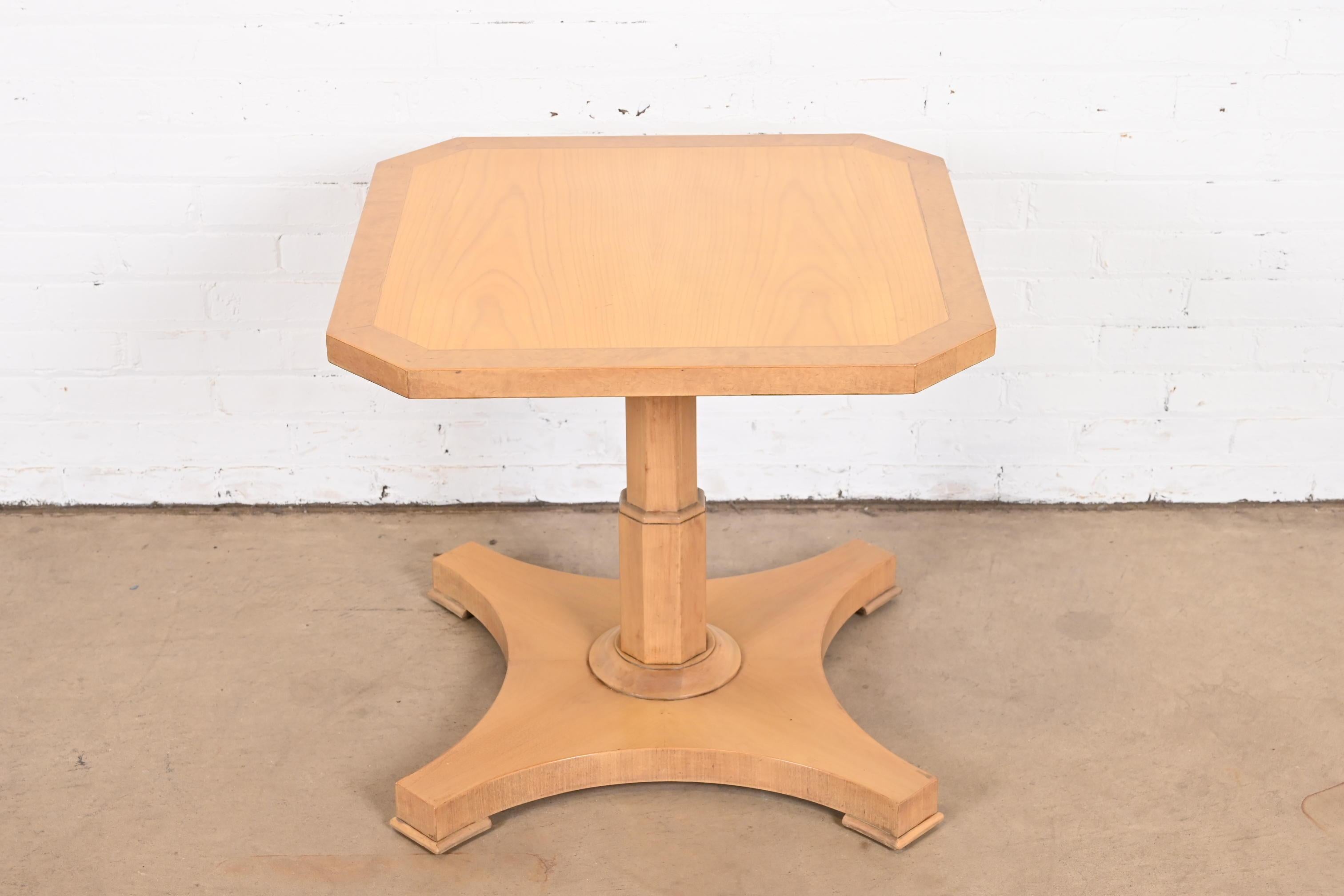 Baker Furniture Neoclassical Bleached Walnut Pedestal Tea Table For Sale 6