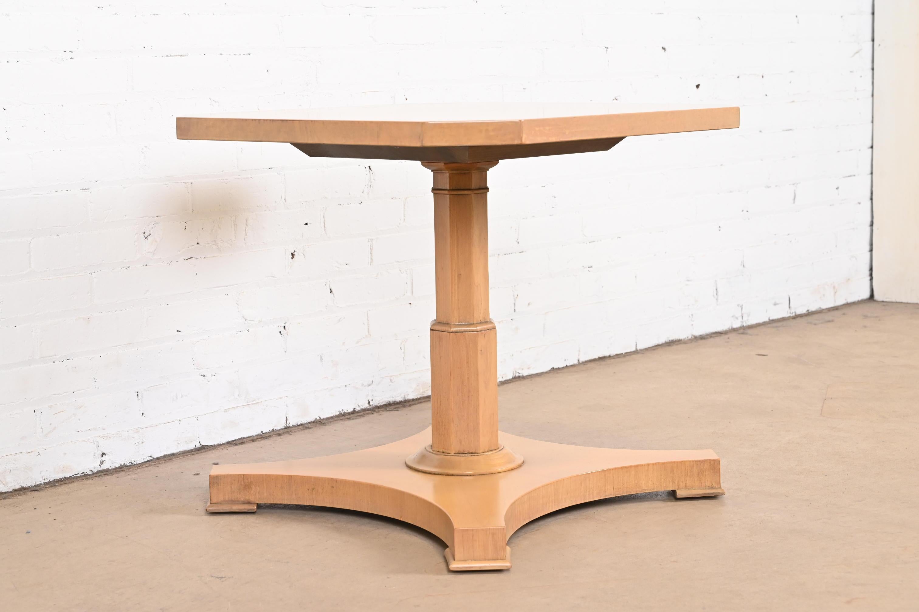 Baker Furniture Neoclassical Bleached Walnut Pedestal Tea Table For Sale 2
