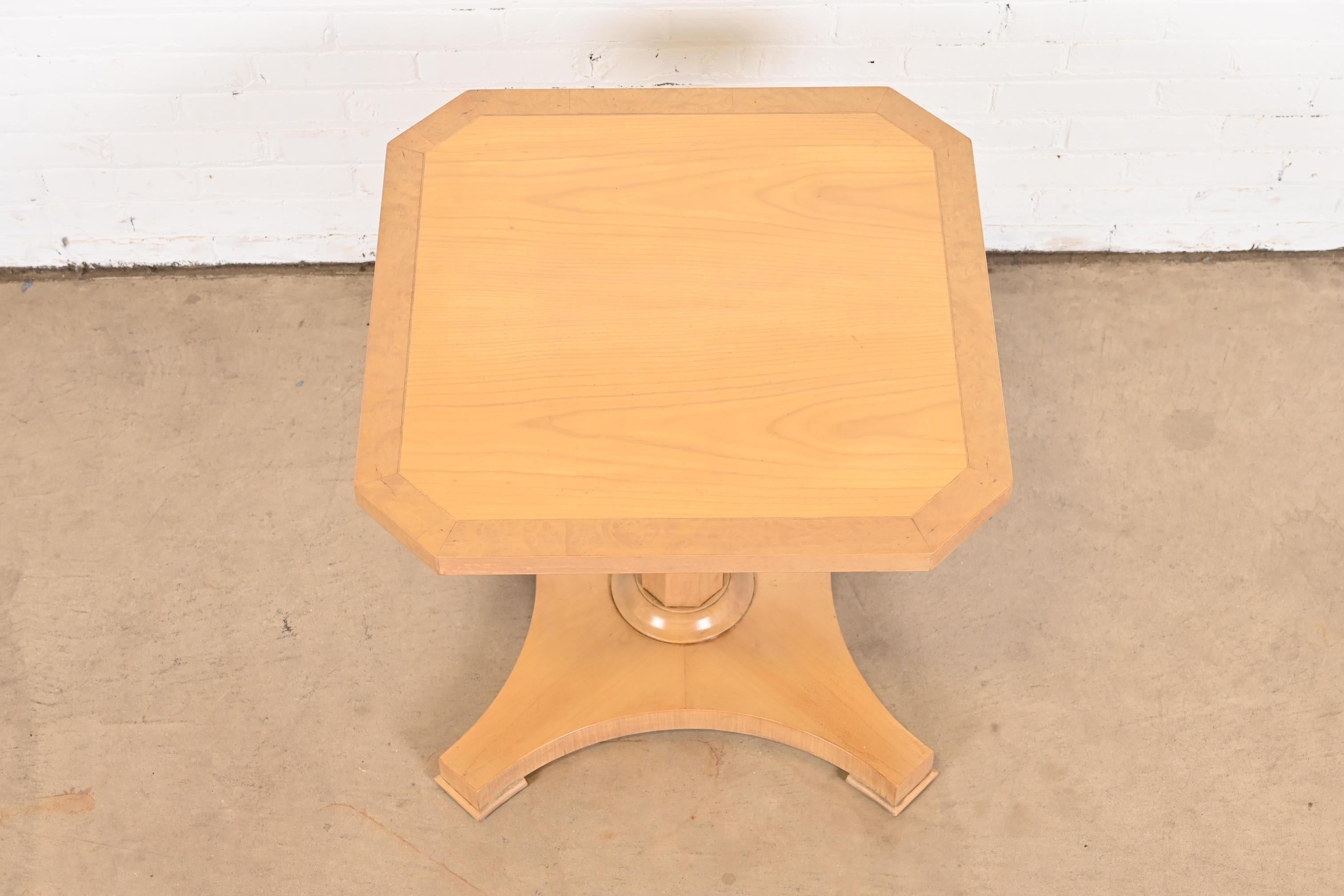 Baker Furniture Neoclassical Bleached Walnut Pedestal Tea Table For Sale 3