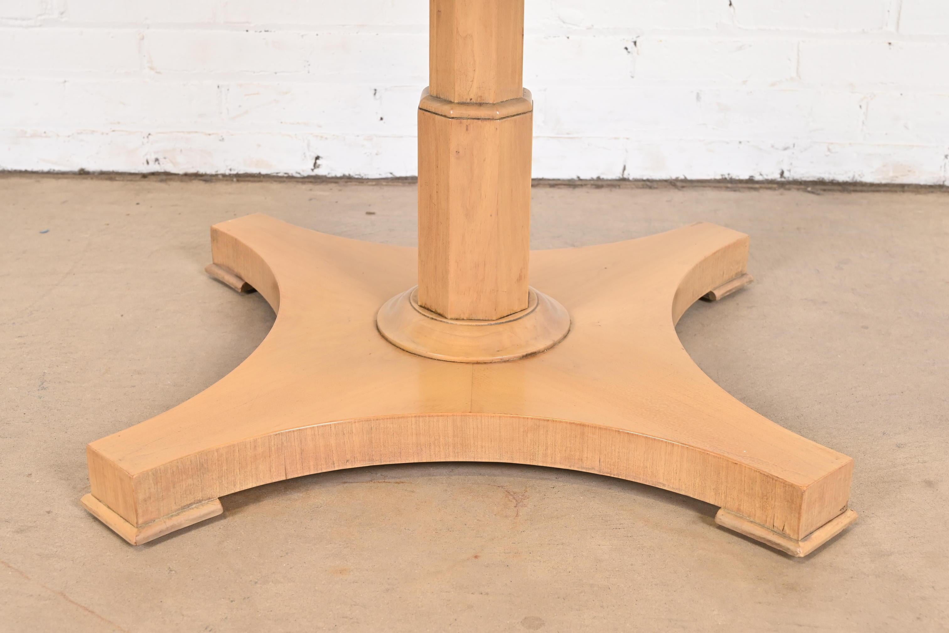 Baker Furniture Neoclassical Bleached Walnut Pedestal Tea Table For Sale 4