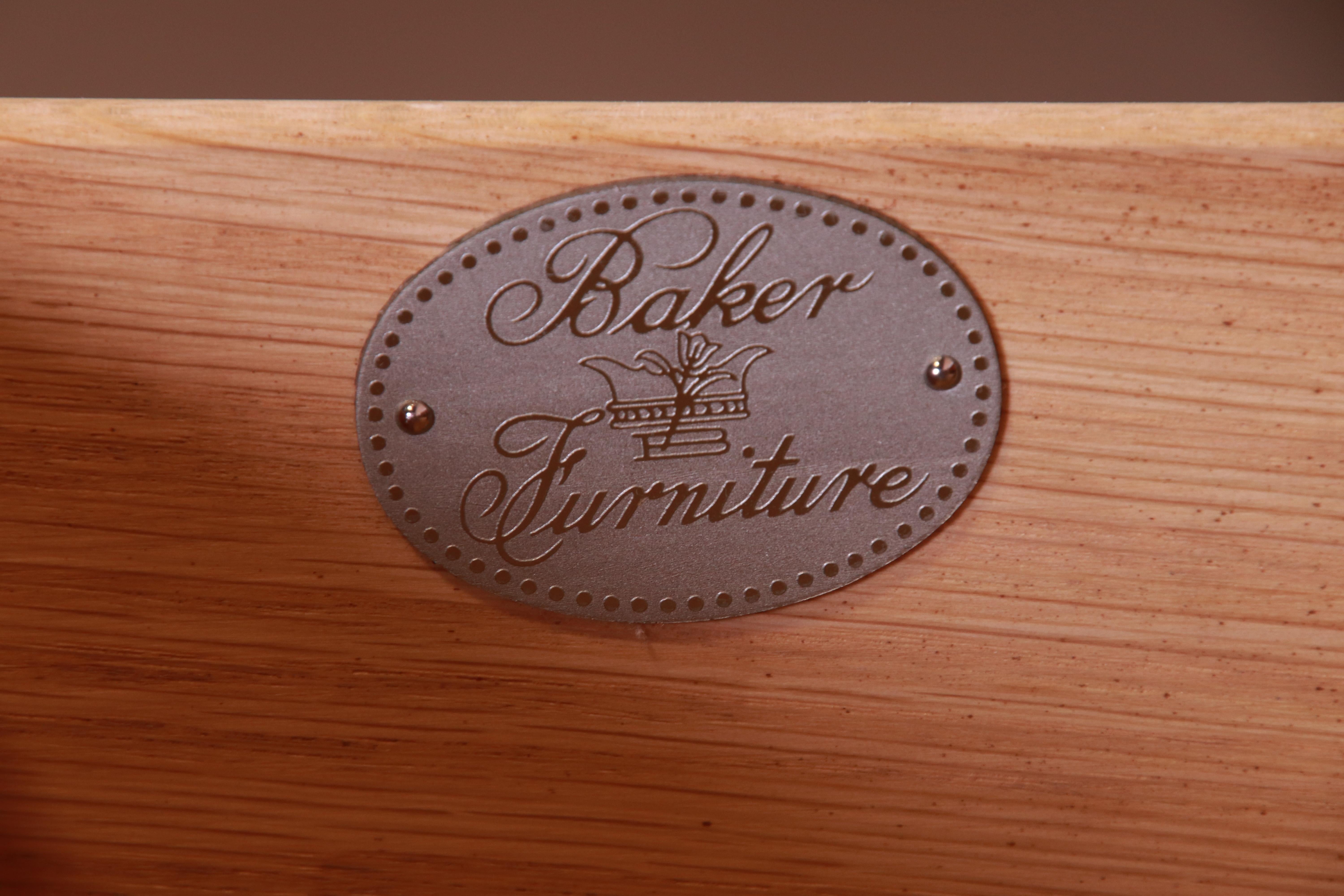 Baker Furniture Neoclassical Burl Wood Marble-Top Chests, Pair 5