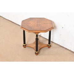 Baker Furniture Neoclassical Burled Walnut Tea Table, Circa 1960s