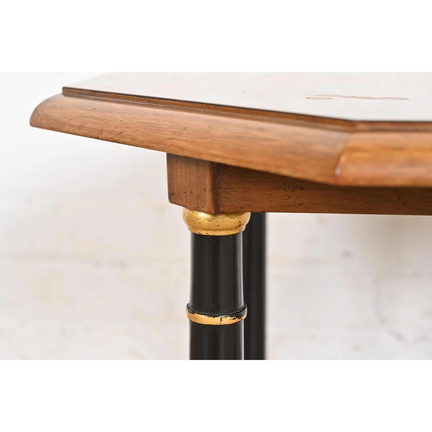 Baker Furniture Neoclassical Burled Walnut Tea Table, Circa 1960s For Sale 2