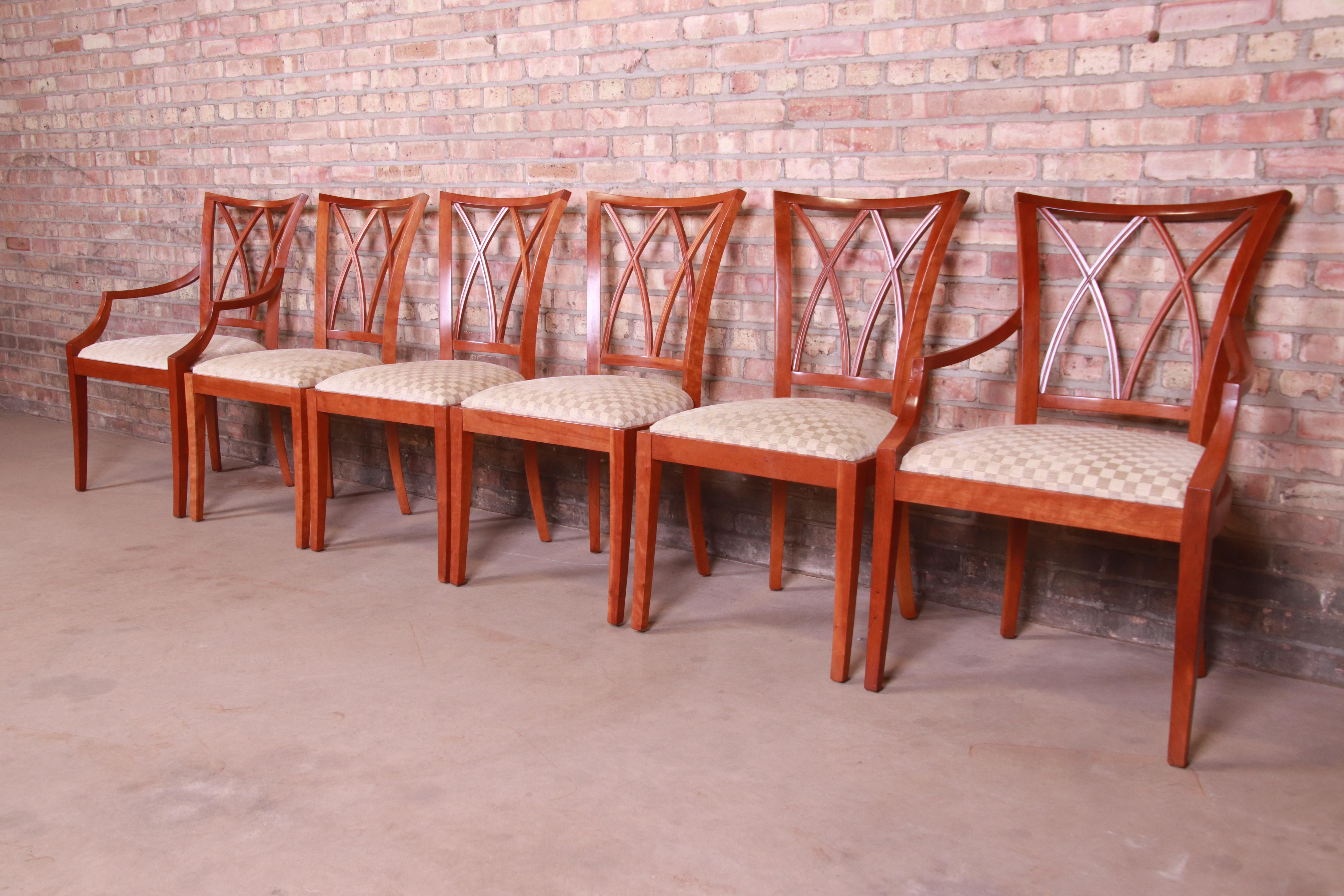 Baker Furniture Neoclassical Carved Cherrywood Dining Chairs, Set of Six In Good Condition In South Bend, IN