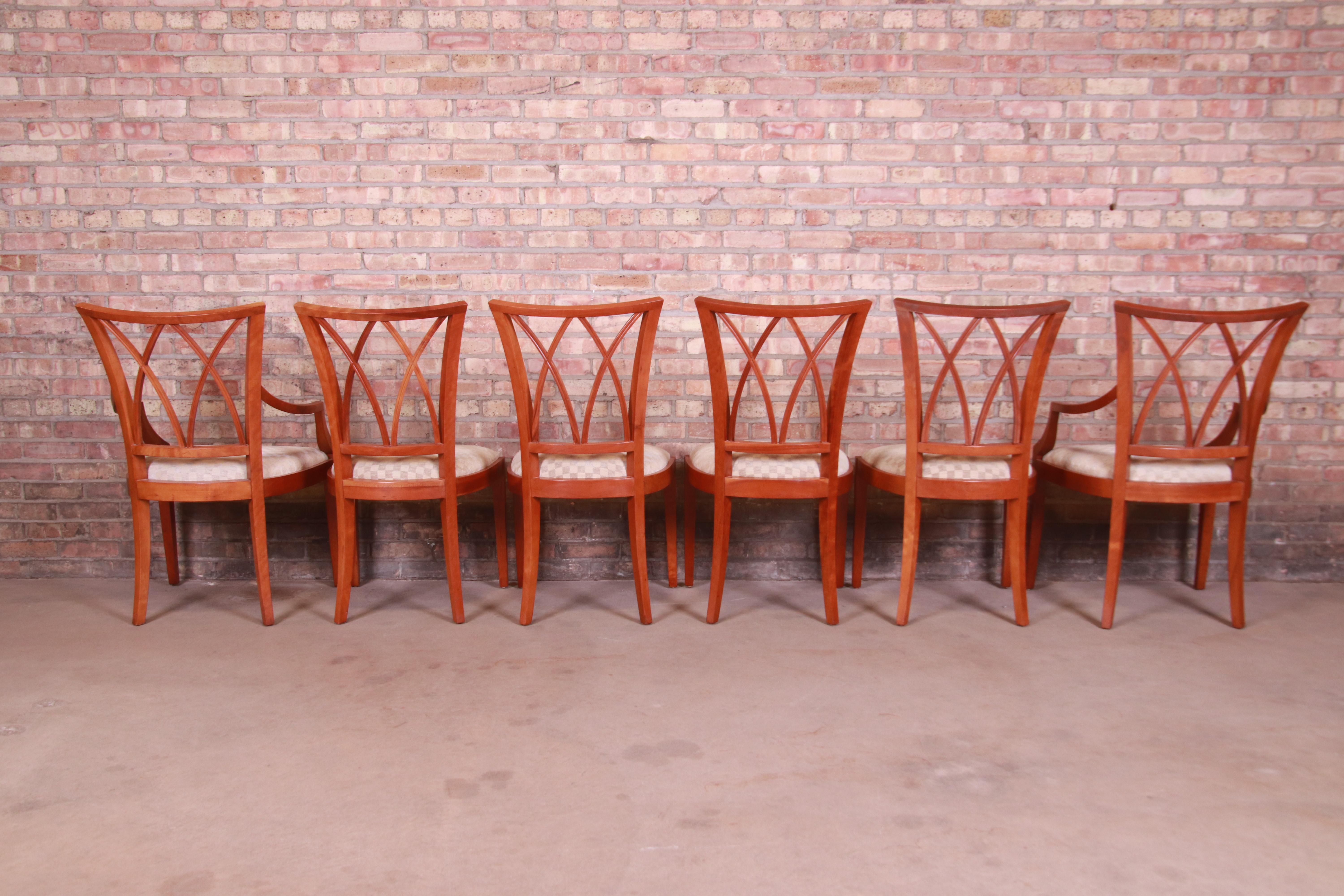 Baker Furniture Neoclassical Carved Cherrywood Dining Chairs, Set of Six 2
