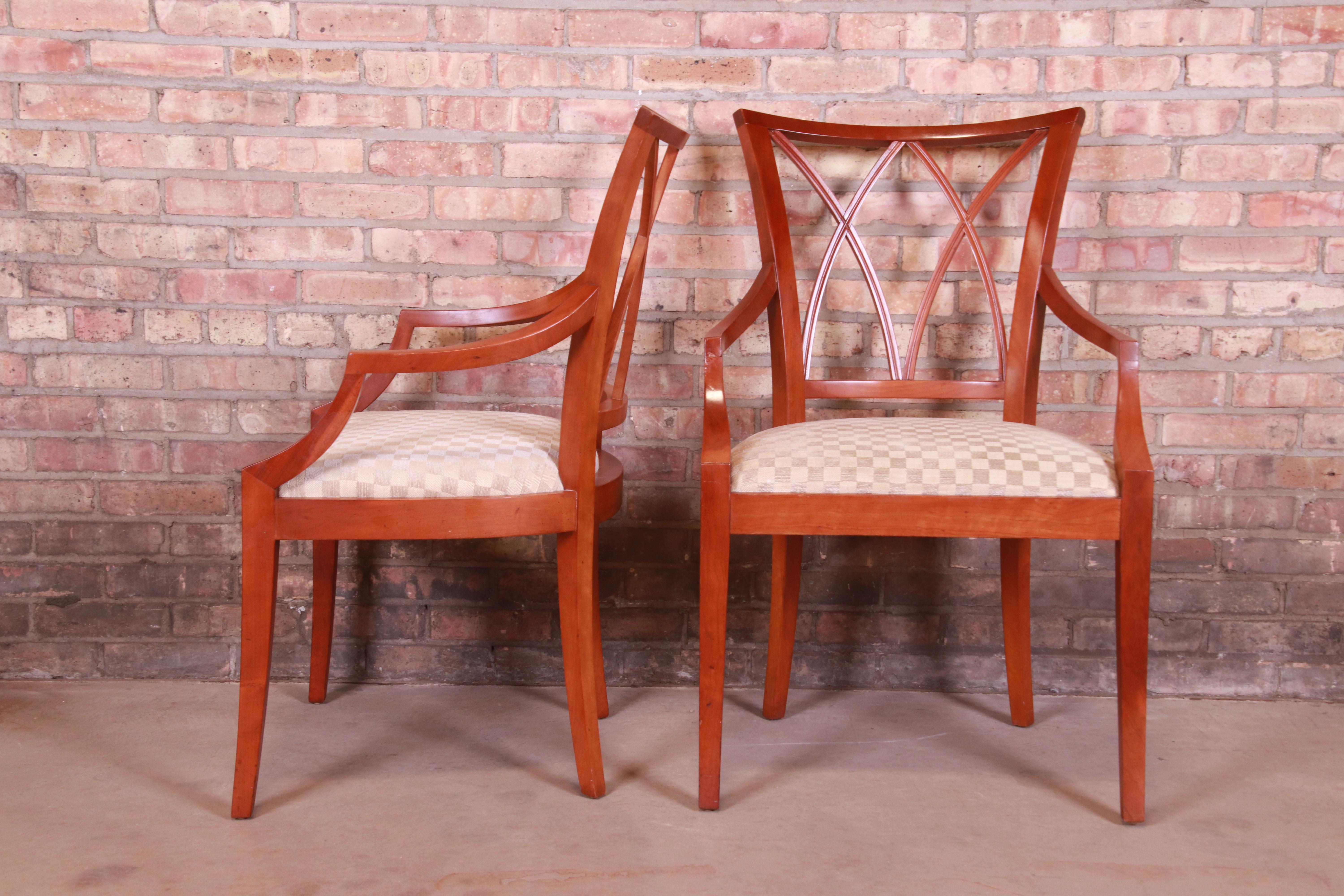 Baker Furniture Neoclassical Carved Cherrywood Dining Chairs, Set of Six 3
