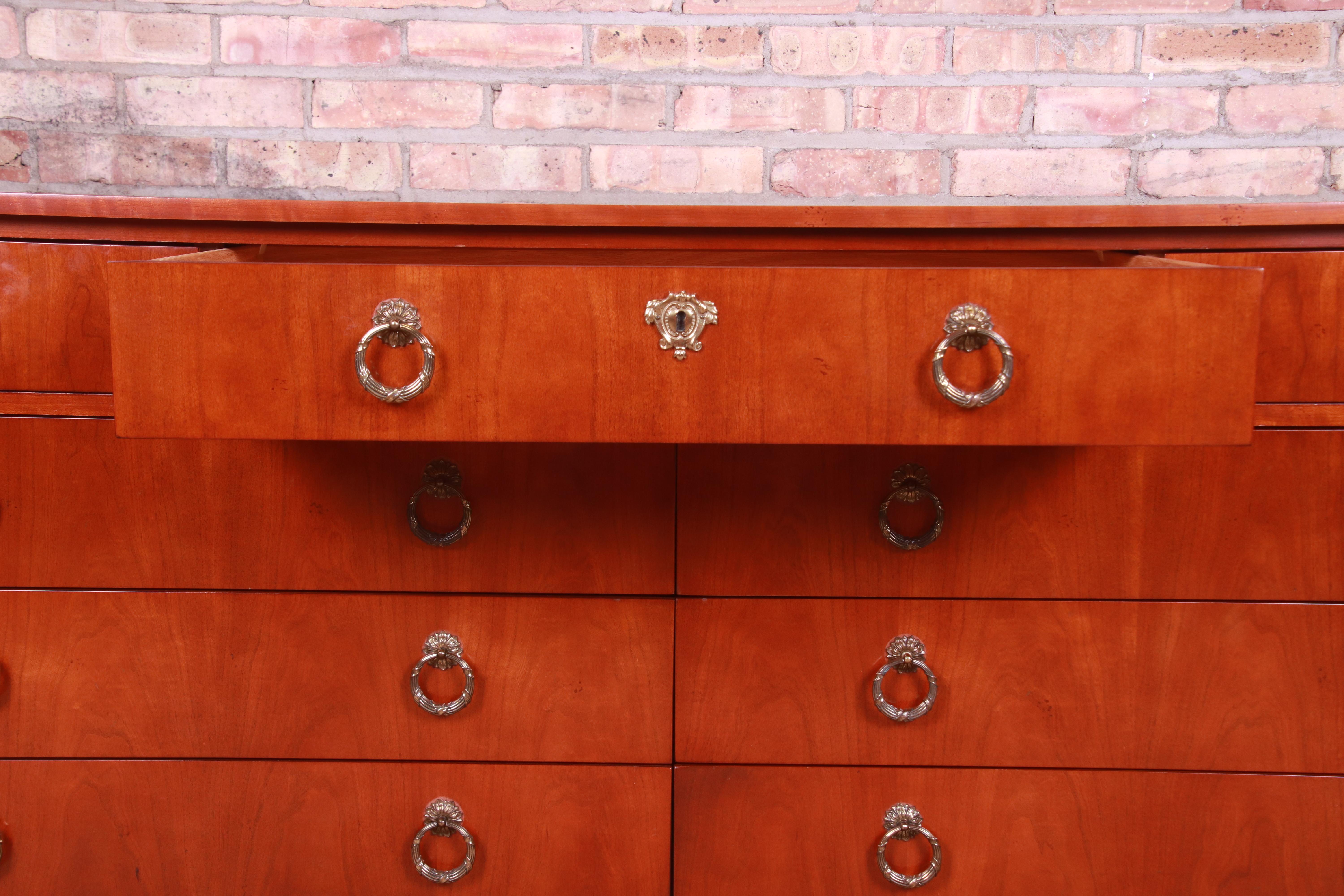 Baker Furniture Neoclassical Cherry and Burl Wood Dresser or Credenza 4