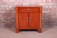 Baker Furniture Neoclassical Cherry and Burl Wood Nightstand