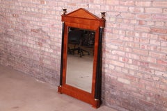 Baker Furniture Neoclassical Cherry and Burl Wood Wall Mirror