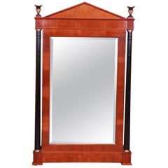 Baker Furniture Neoclassical Cherry and Burl Wood Wall Mirror