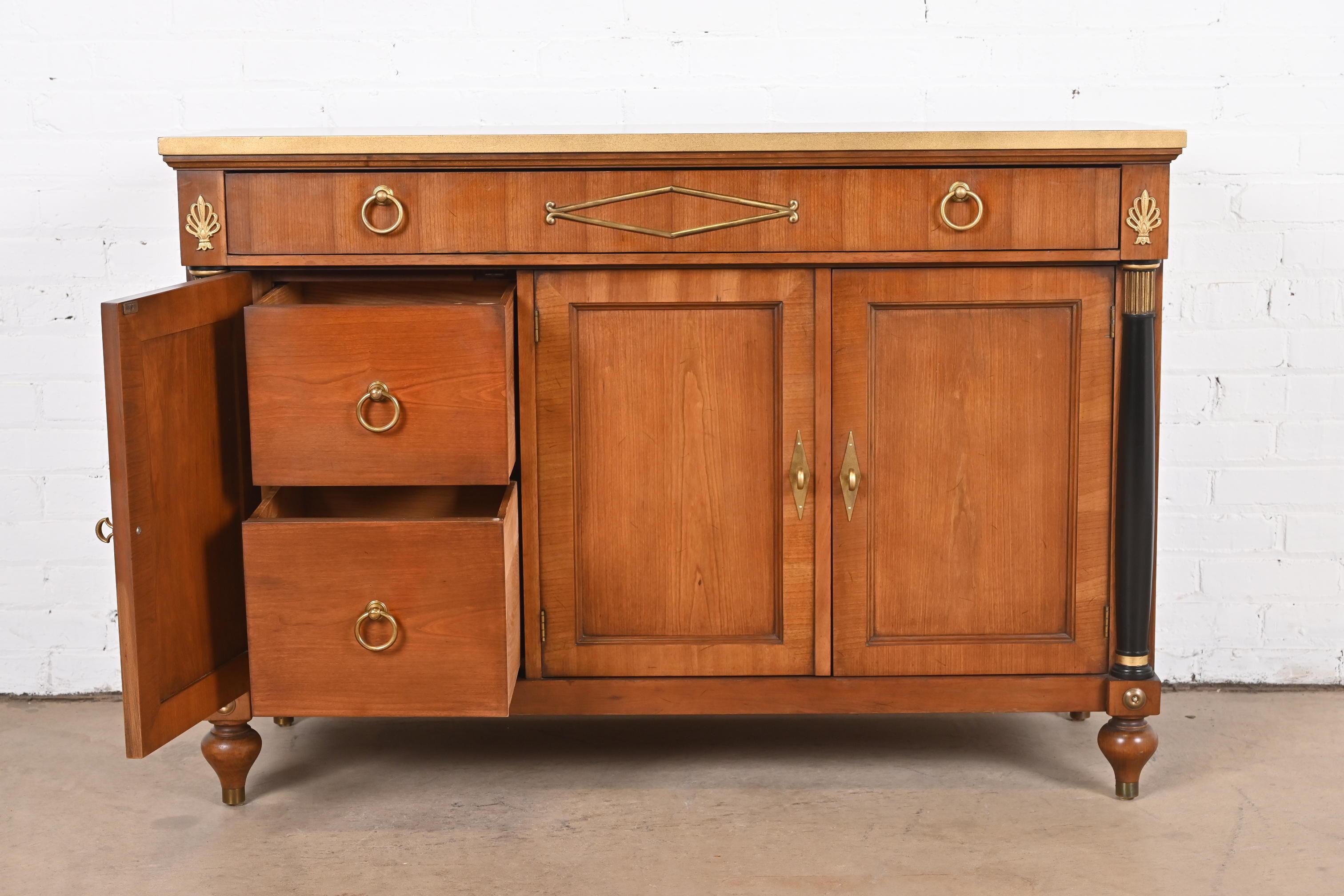 Baker Furniture Neoclassical Cherry, Gold Gilt, and Parcel Ebonized Sideboard 7