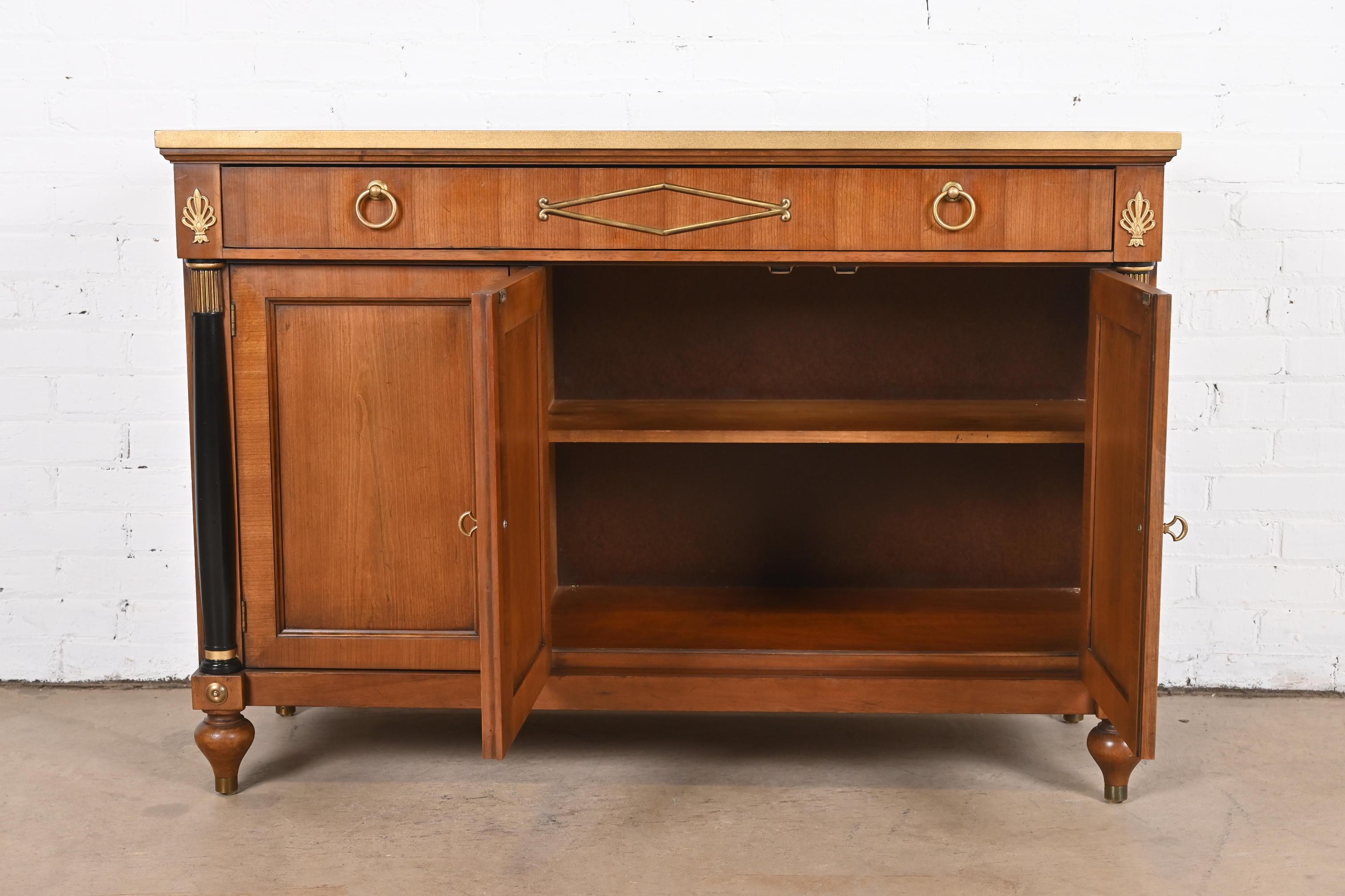Baker Furniture Neoclassical Cherry, Gold Gilt, and Parcel Ebonized Sideboard 8