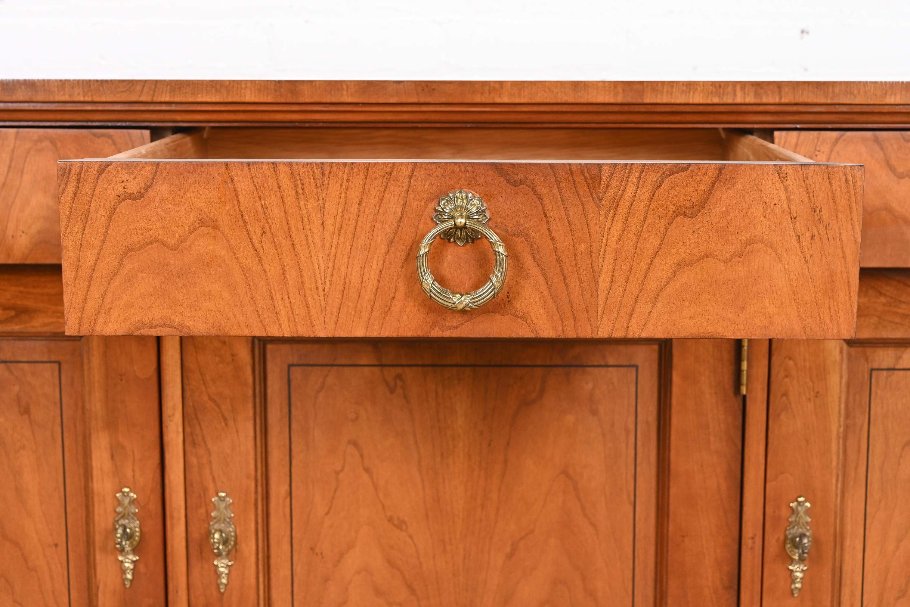 Baker Furniture Neoclassical Cherry Wood and Parcel Ebonized Sideboard Credenza 4