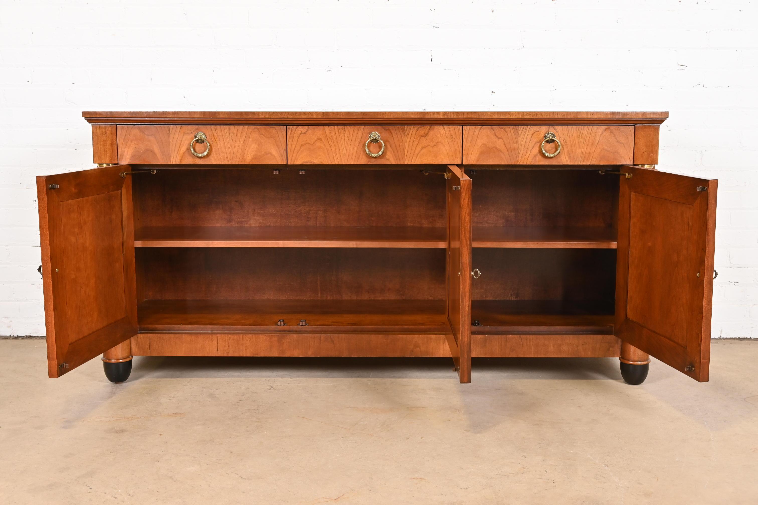 Baker Furniture Neoclassical Cherry Wood and Parcel Ebonized Sideboard Credenza 7