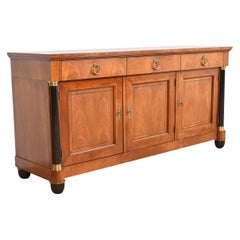 Baker Furniture Neoclassical Cherry Wood and Parcel Ebonized Sideboard Credenza