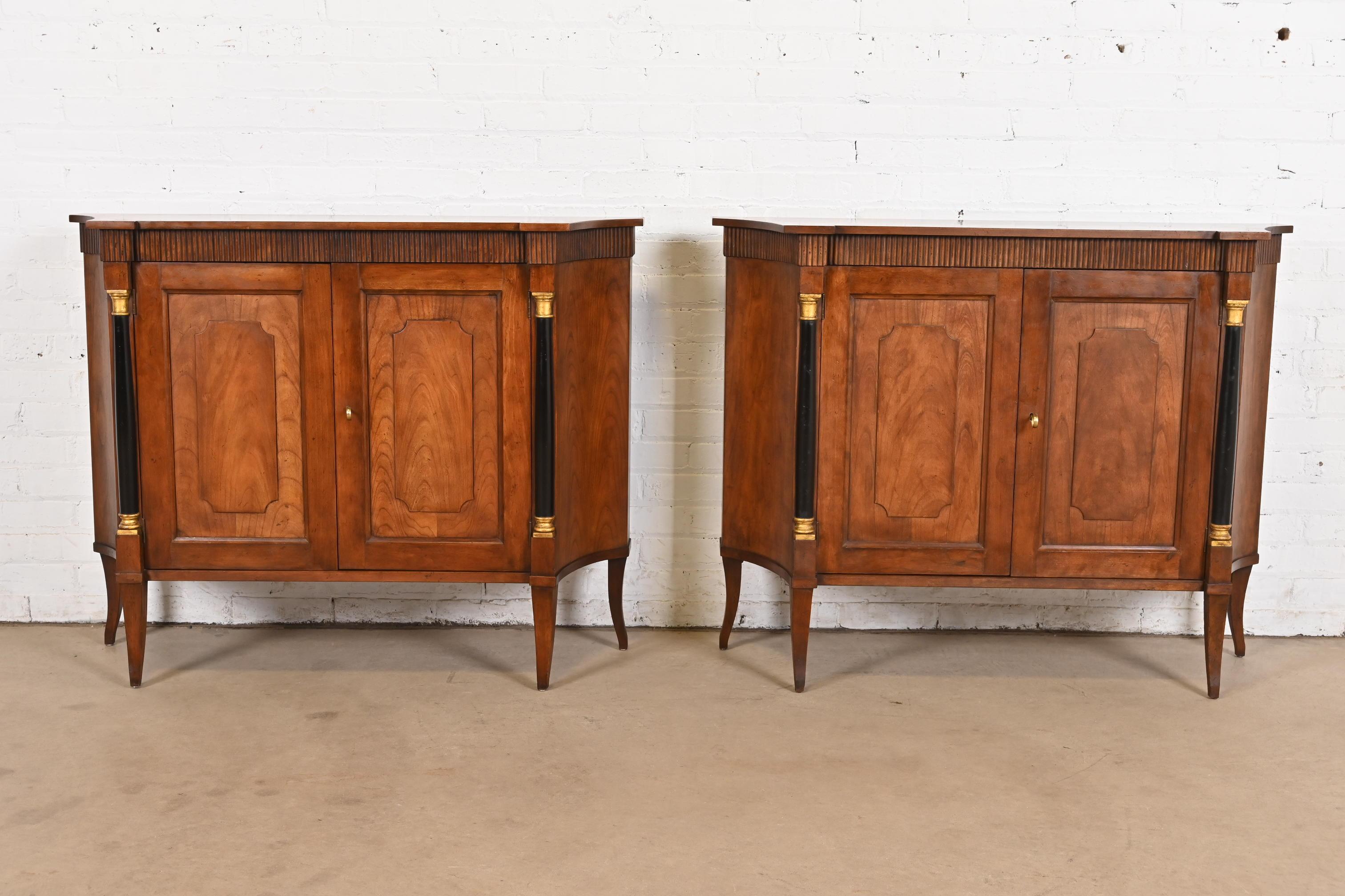 Baker Furniture Neoclassical Cherry Wood and Parcel Ebonized Sideboard For Sale 7