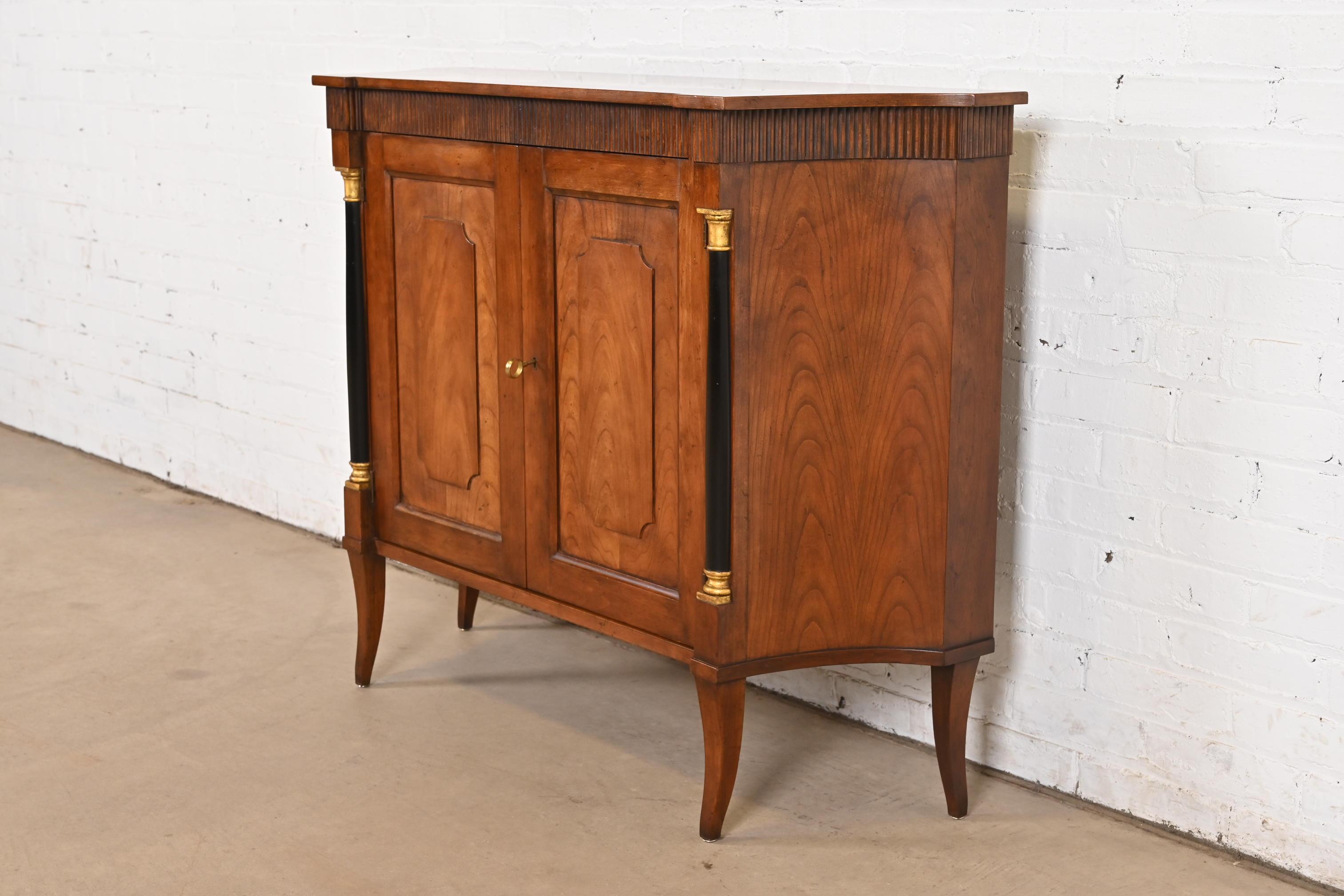 Baker Furniture Neoclassical Cherry Wood and Parcel Ebonized Sideboard In Good Condition For Sale In South Bend, IN
