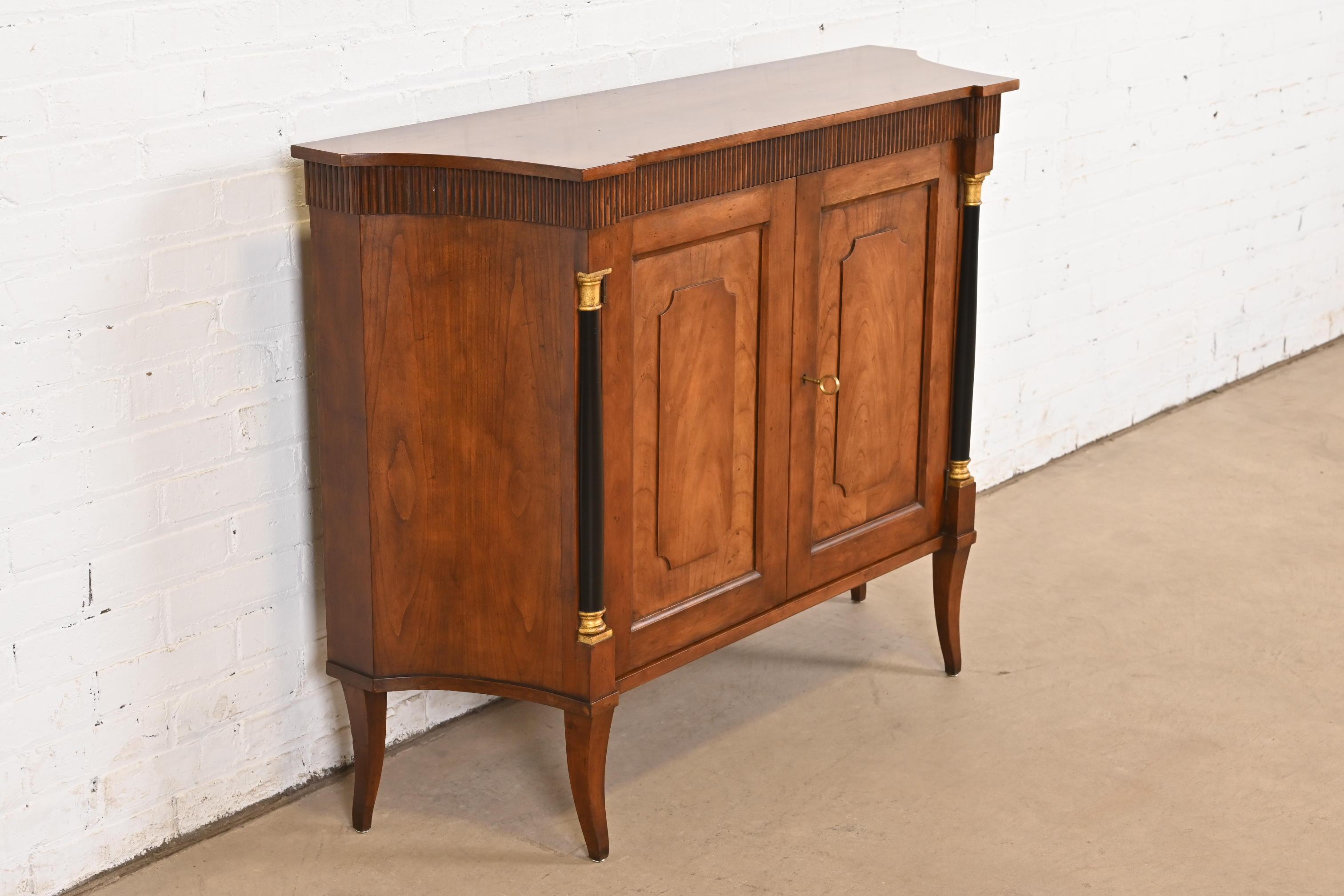 Mid-20th Century Baker Furniture Neoclassical Cherry Wood and Parcel Ebonized Sideboard For Sale