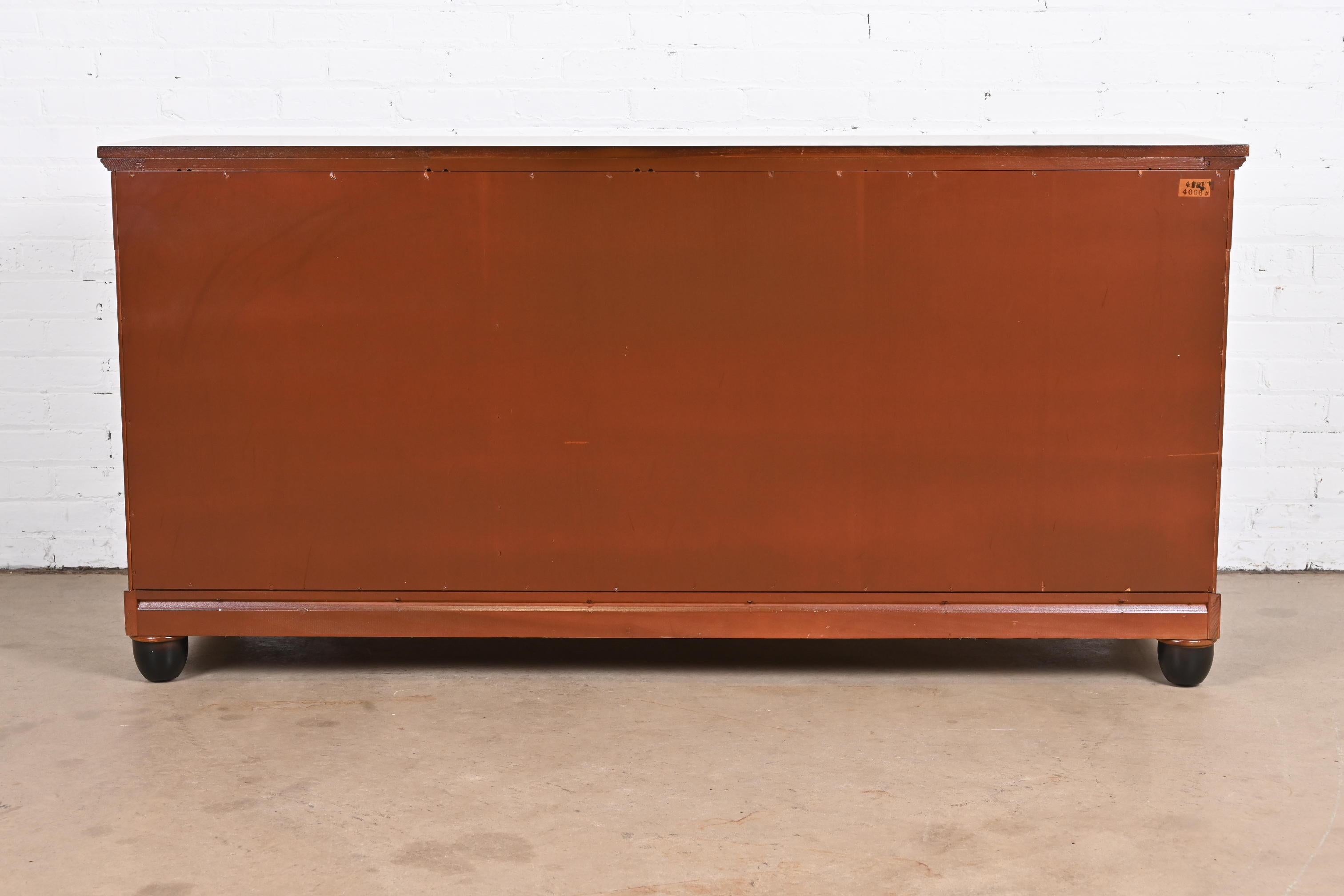 Baker Furniture Neoclassical Cherry Wood and Parcel Ebonized Sideboard, Restored 8