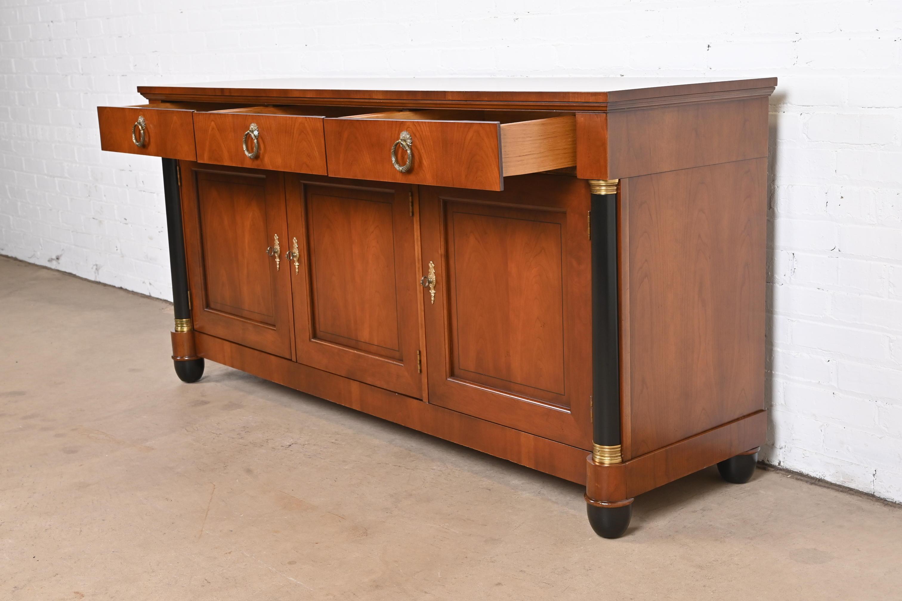 Baker Furniture Neoclassical Cherry Wood and Parcel Ebonized Sideboard, Restored 3