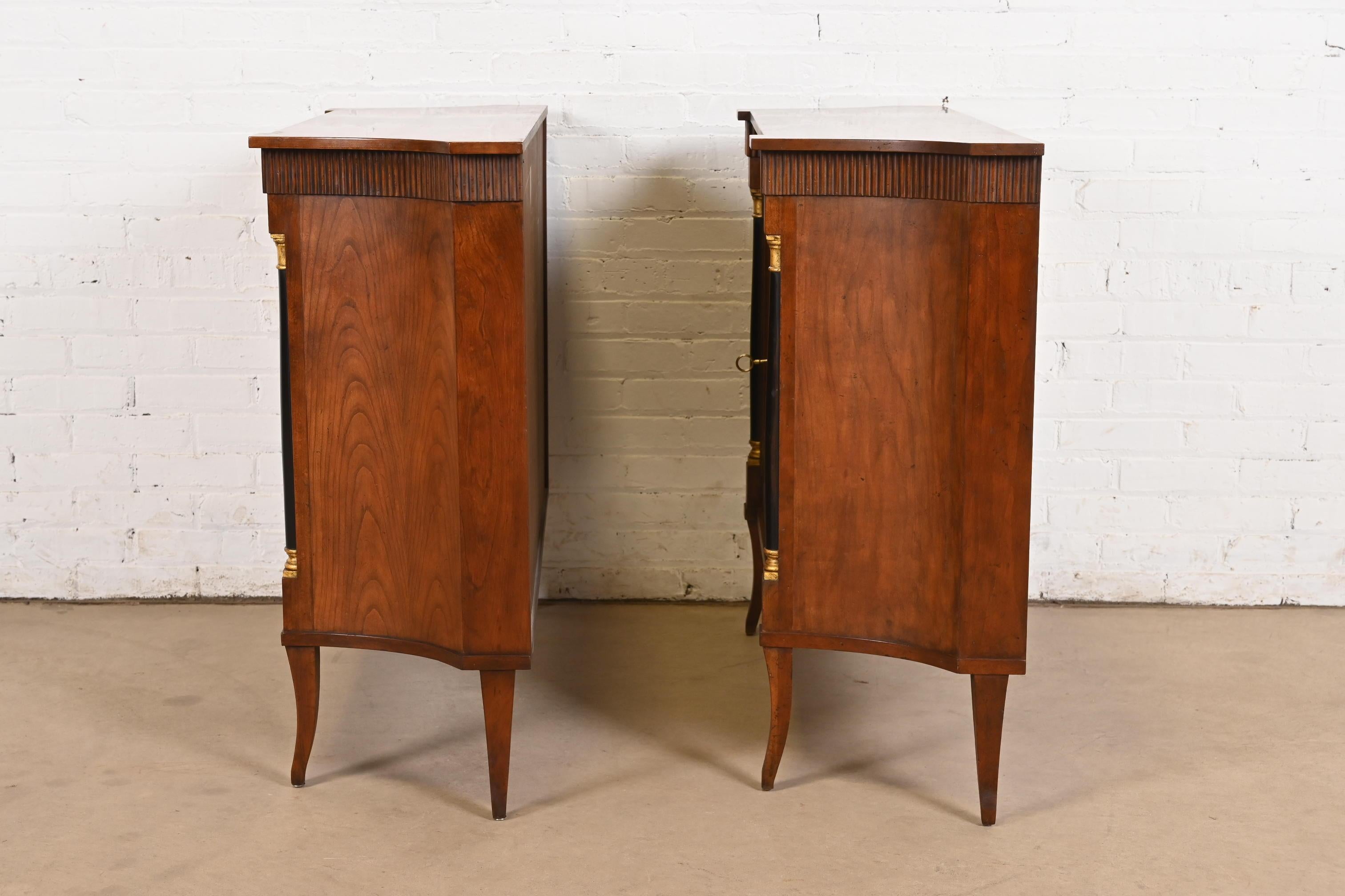 Baker Furniture Neoclassical Cherry Wood and Parcel Ebonized Sideboards, Pair For Sale 6