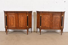 Baker Furniture Neoclassical Cherry Wood and Parcel Ebonized Sideboards, Pair