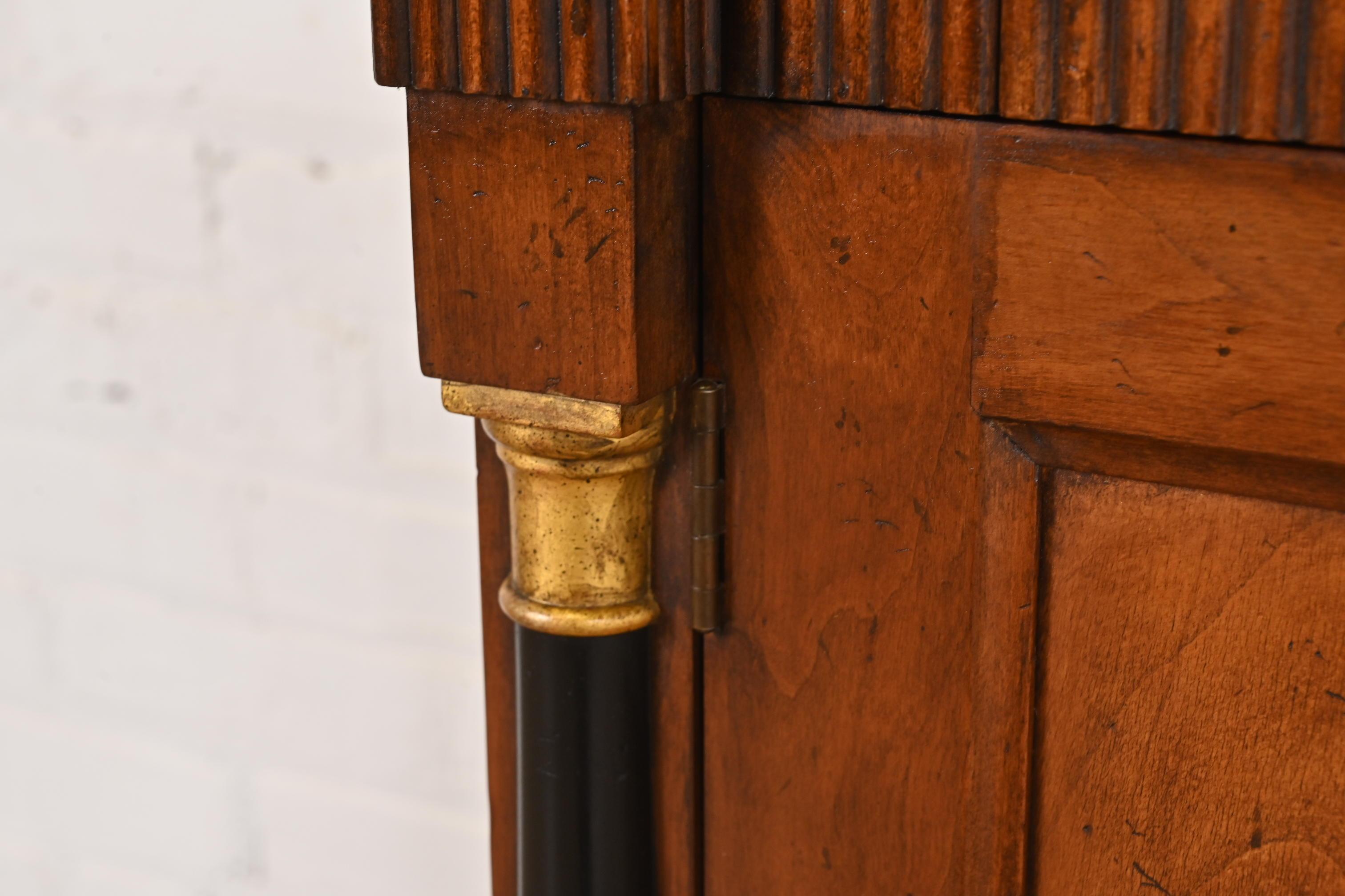 Baker Furniture Neoclassical Cherry Wood and Parcel Ebonized Sideboards, Pair For Sale 4