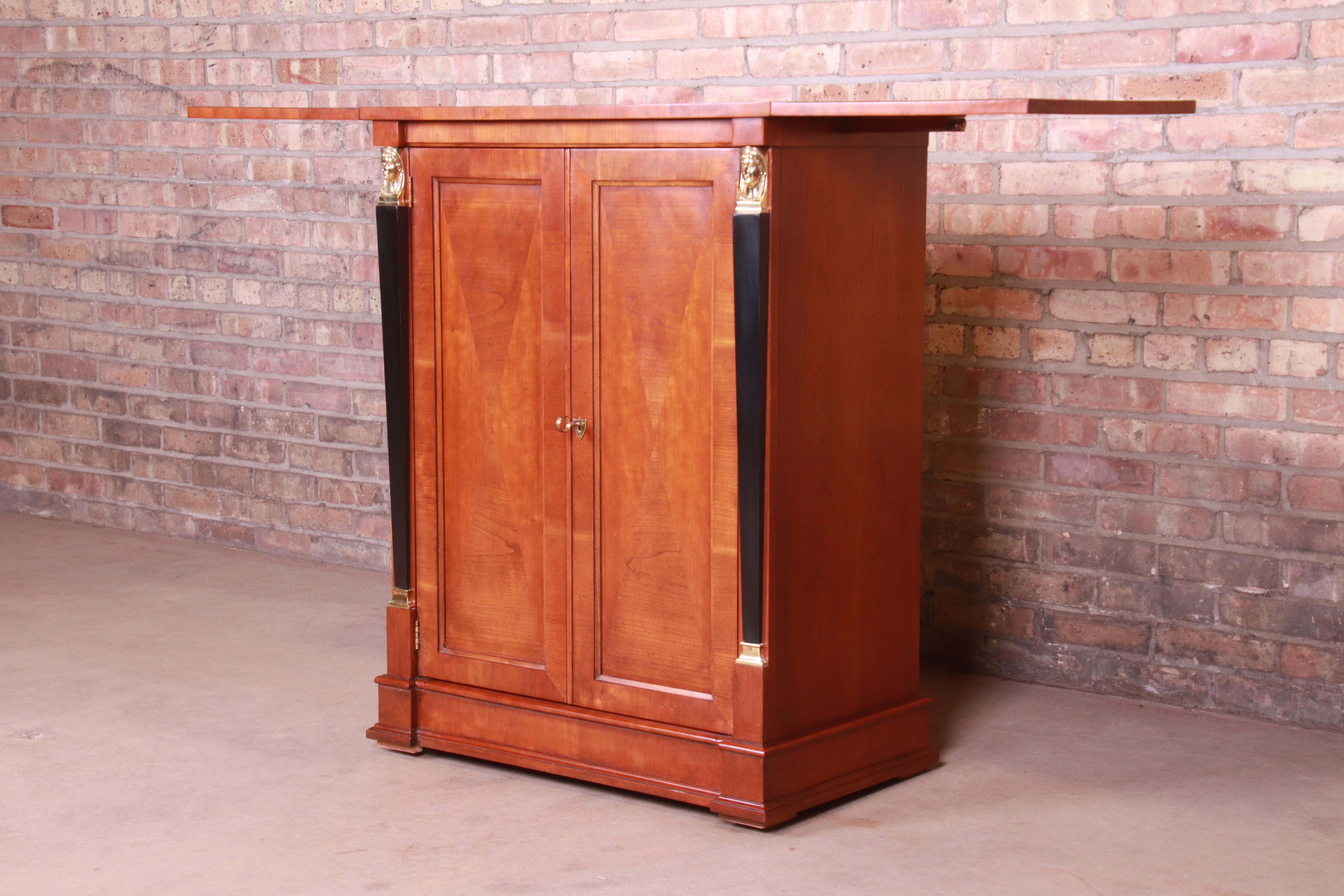 Baker Furniture Neoclassical Cherrywood Bar Cabinet 4