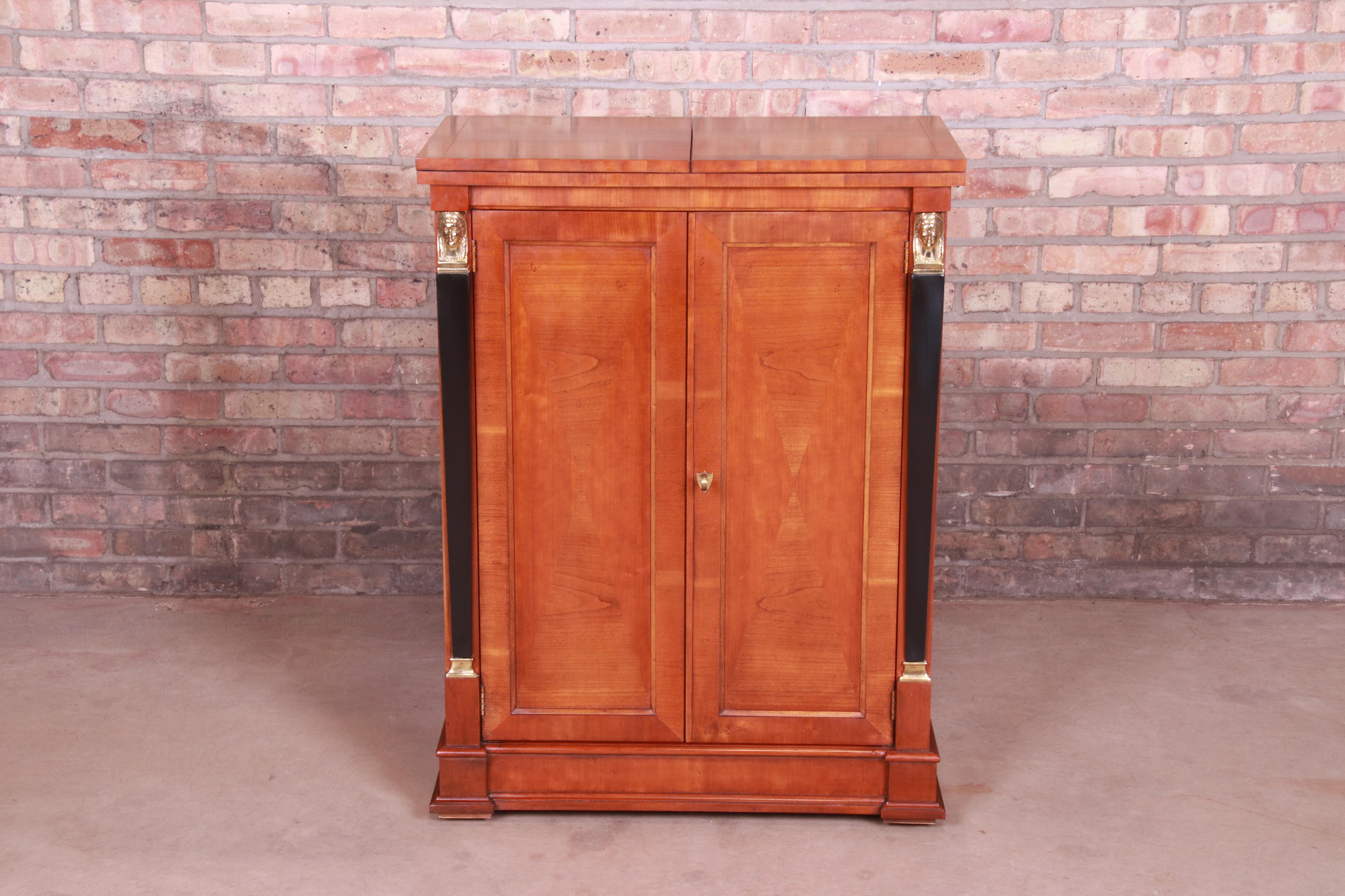 American Baker Furniture Neoclassical Cherrywood Bar Cabinet