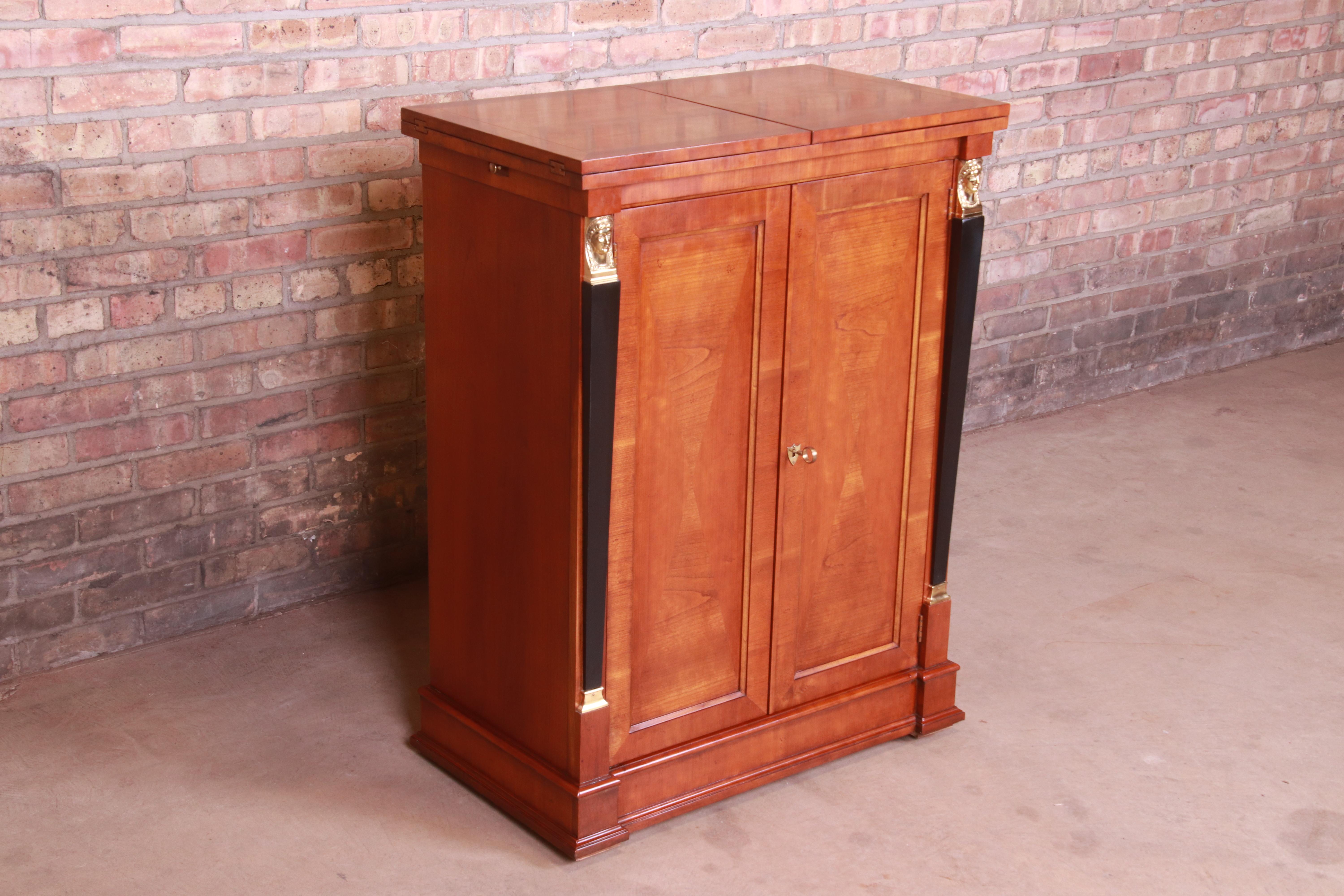 20th Century Baker Furniture Neoclassical Cherrywood Bar Cabinet
