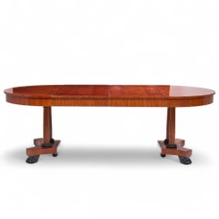 Baker Furniture Neoclassical Cherry Wood Expanding Dining Table with 2 Leaves