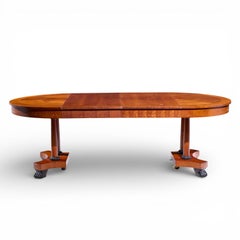 Baker Furniture Neoclassical Cherry Wood Expanding Dining Table with 2 Leaves