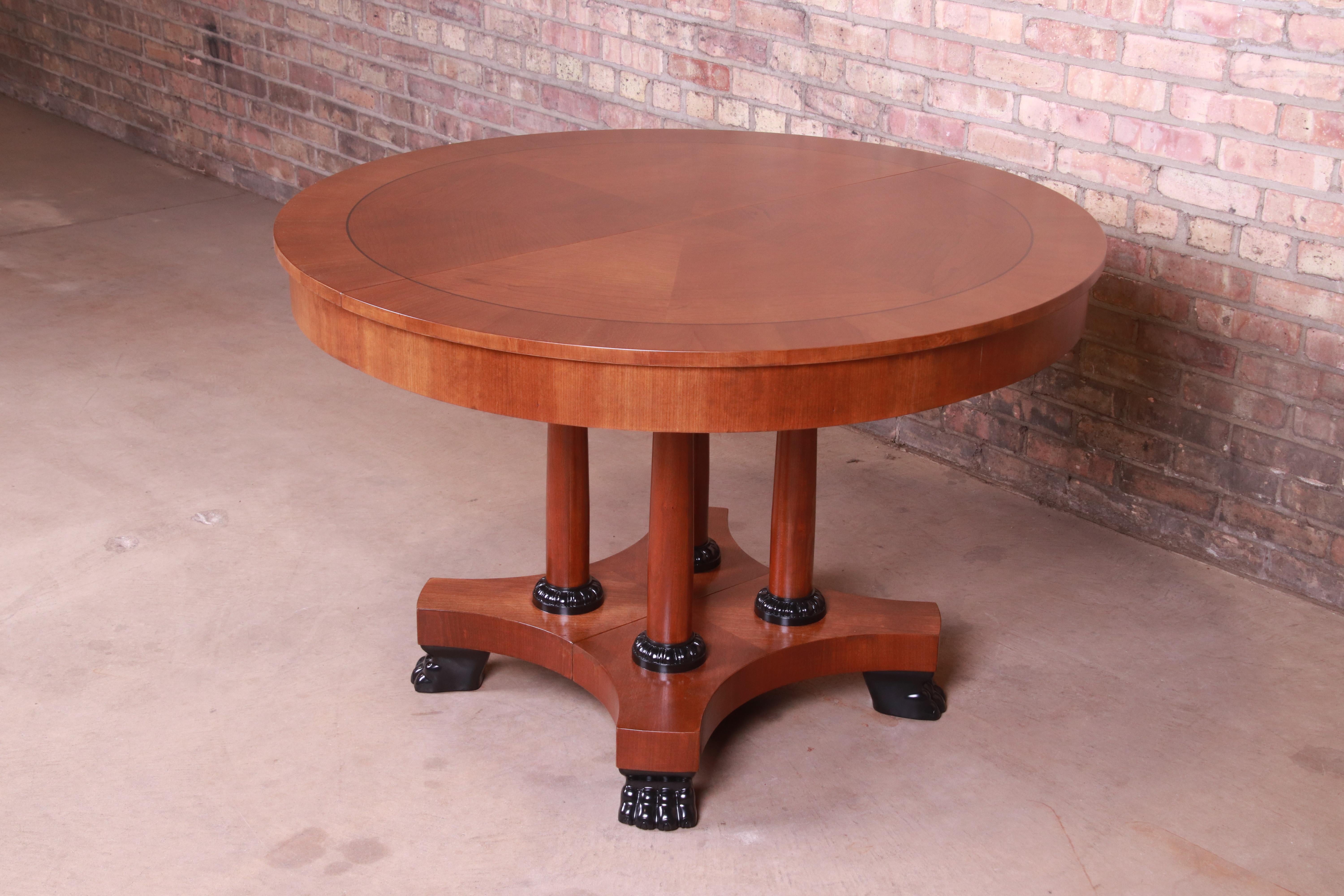 American Baker Furniture Neoclassical Cherrywood Extension Dining Table, Refinished