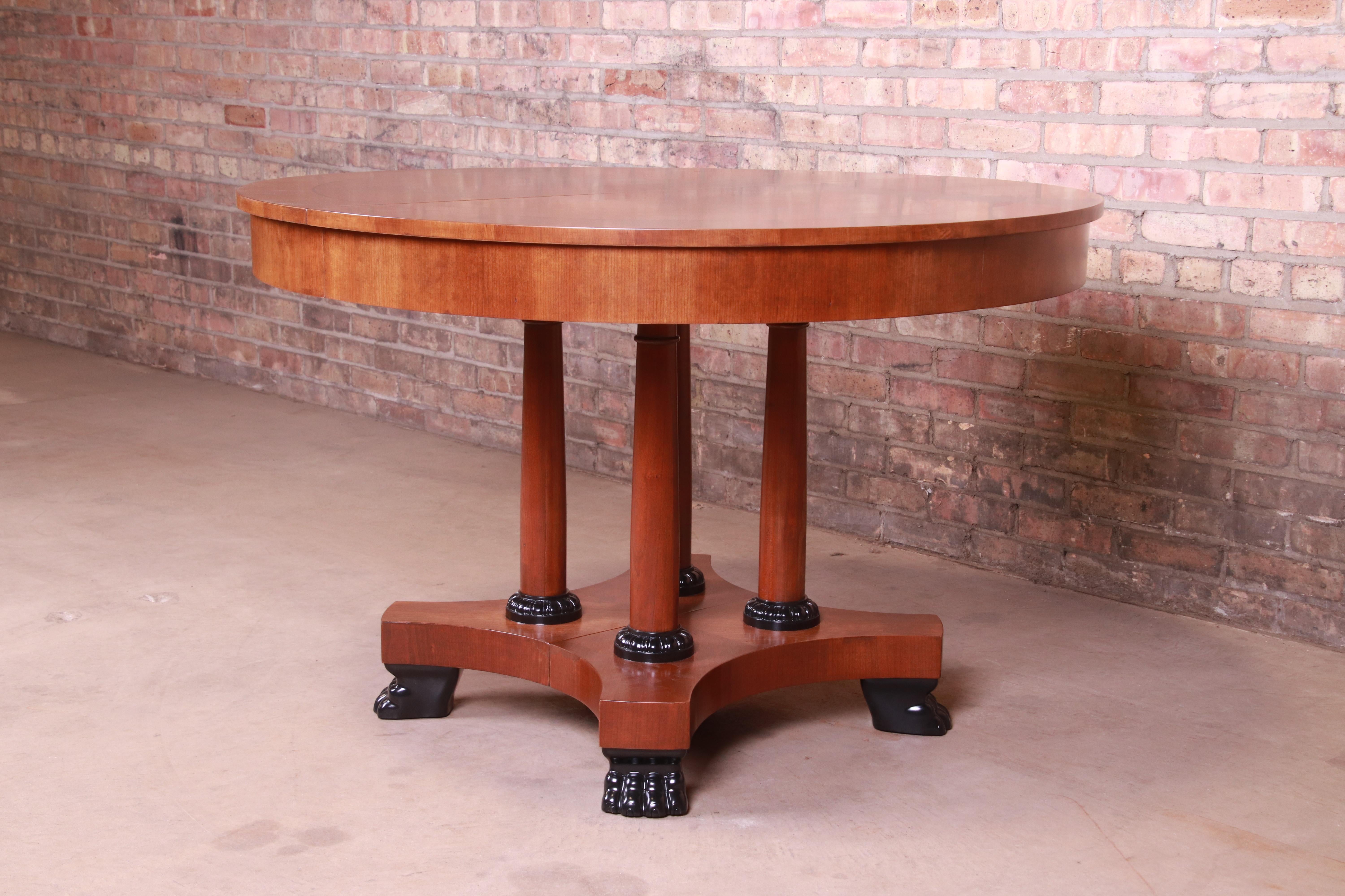 Baker Furniture Neoclassical Cherrywood Extension Dining Table, Refinished In Good Condition In South Bend, IN