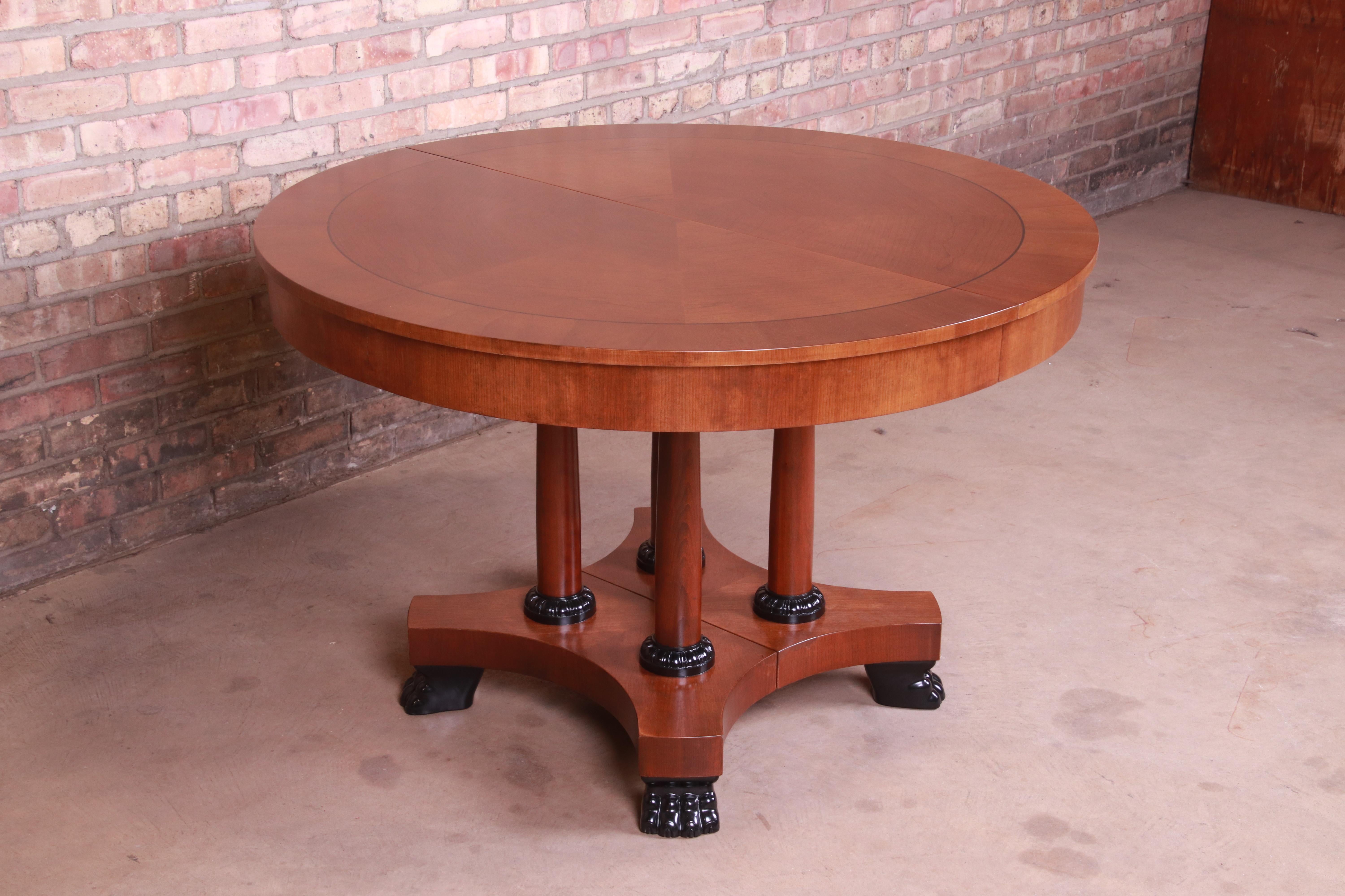 Late 20th Century Baker Furniture Neoclassical Cherrywood Extension Dining Table, Refinished